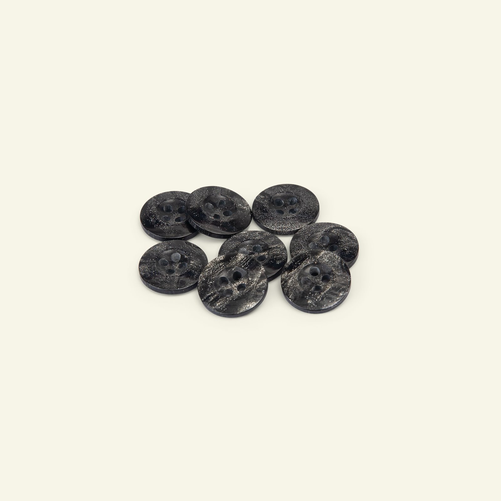 Button 4-holes glitter 15mm black 8pcs 33206_pack