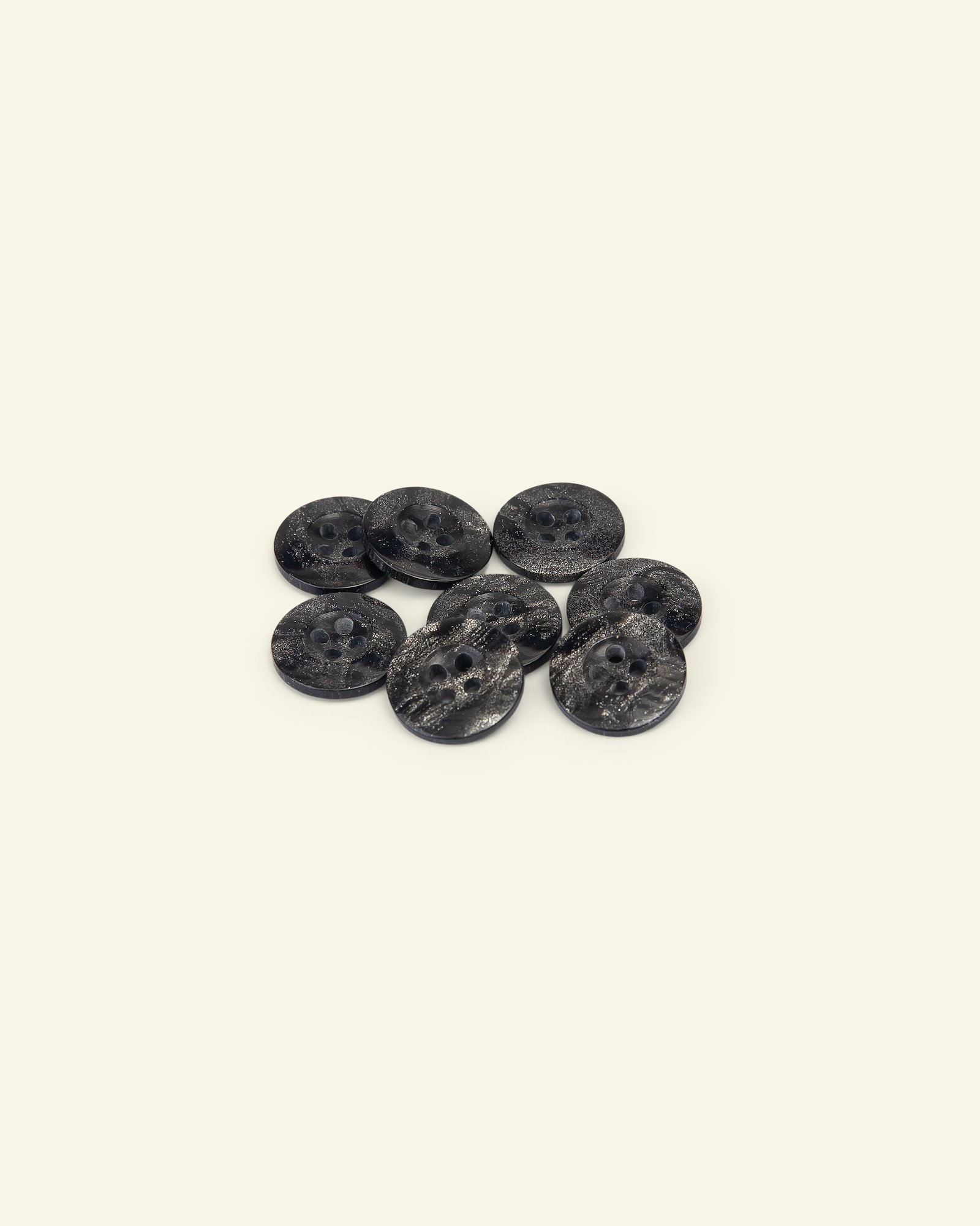 Button 4-holes glitter 15mm black 8pcs 33206_pack