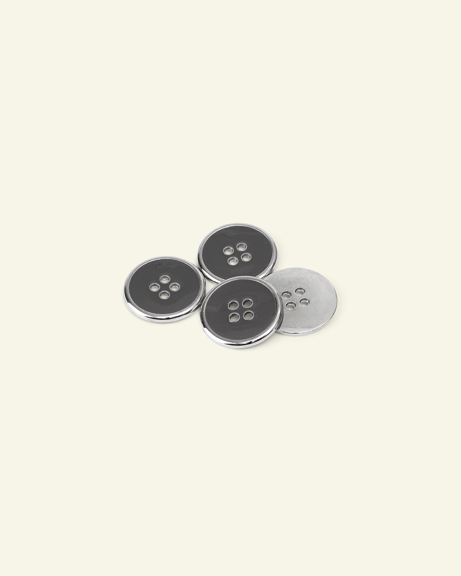 Button 4-holes silver rim 20mm grey 4pcs 33074_pack
