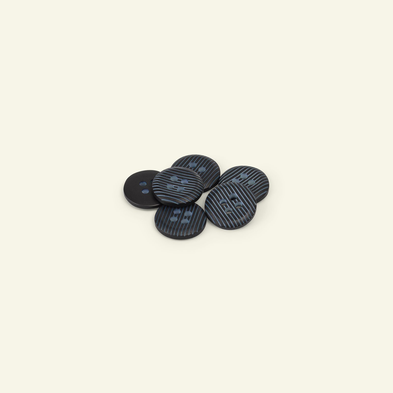 Button 4-holes stripe 14mm black 6pcs 33161_pack