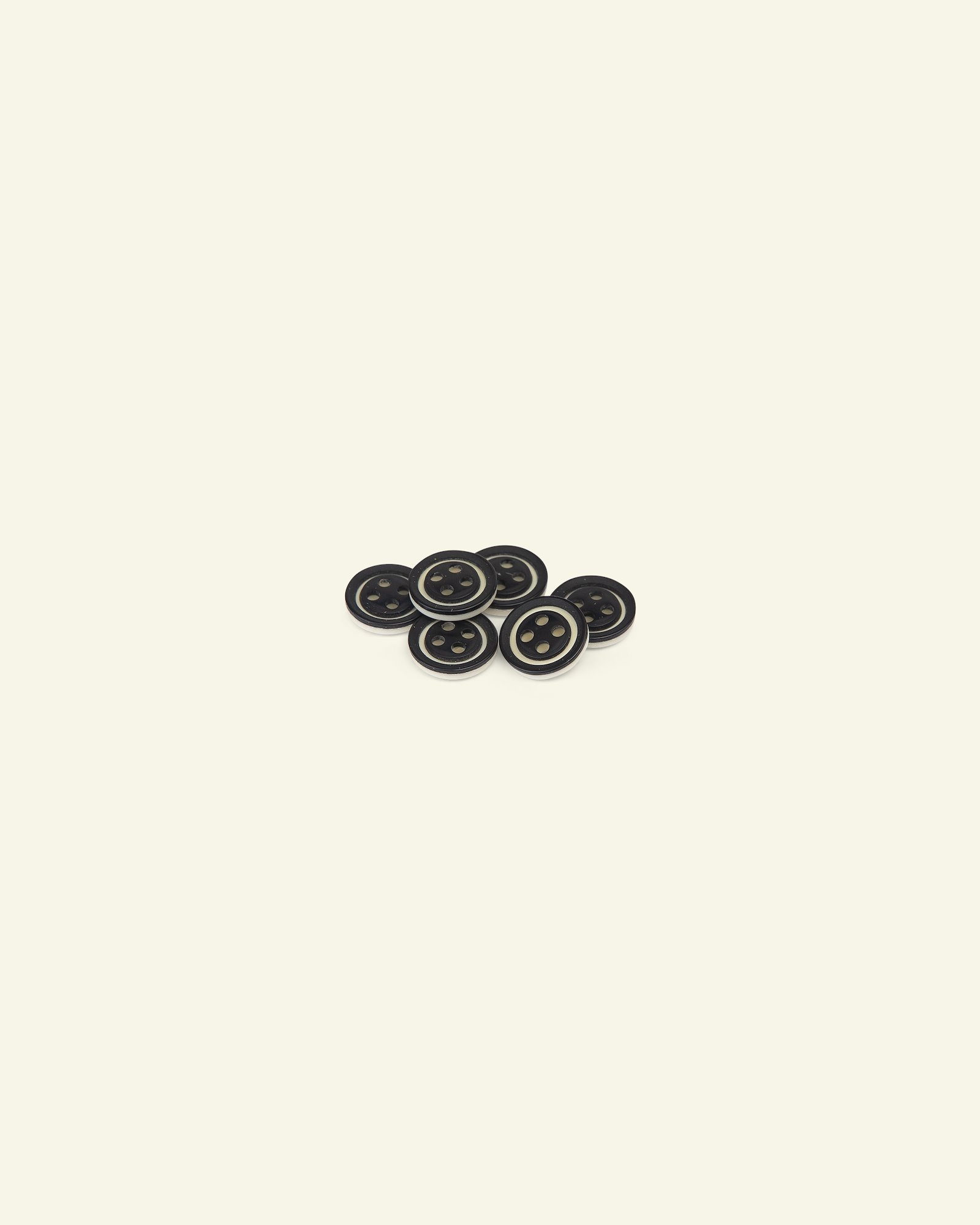 Button 4-holes w/rim 10mm black/white 6p 33177_pack