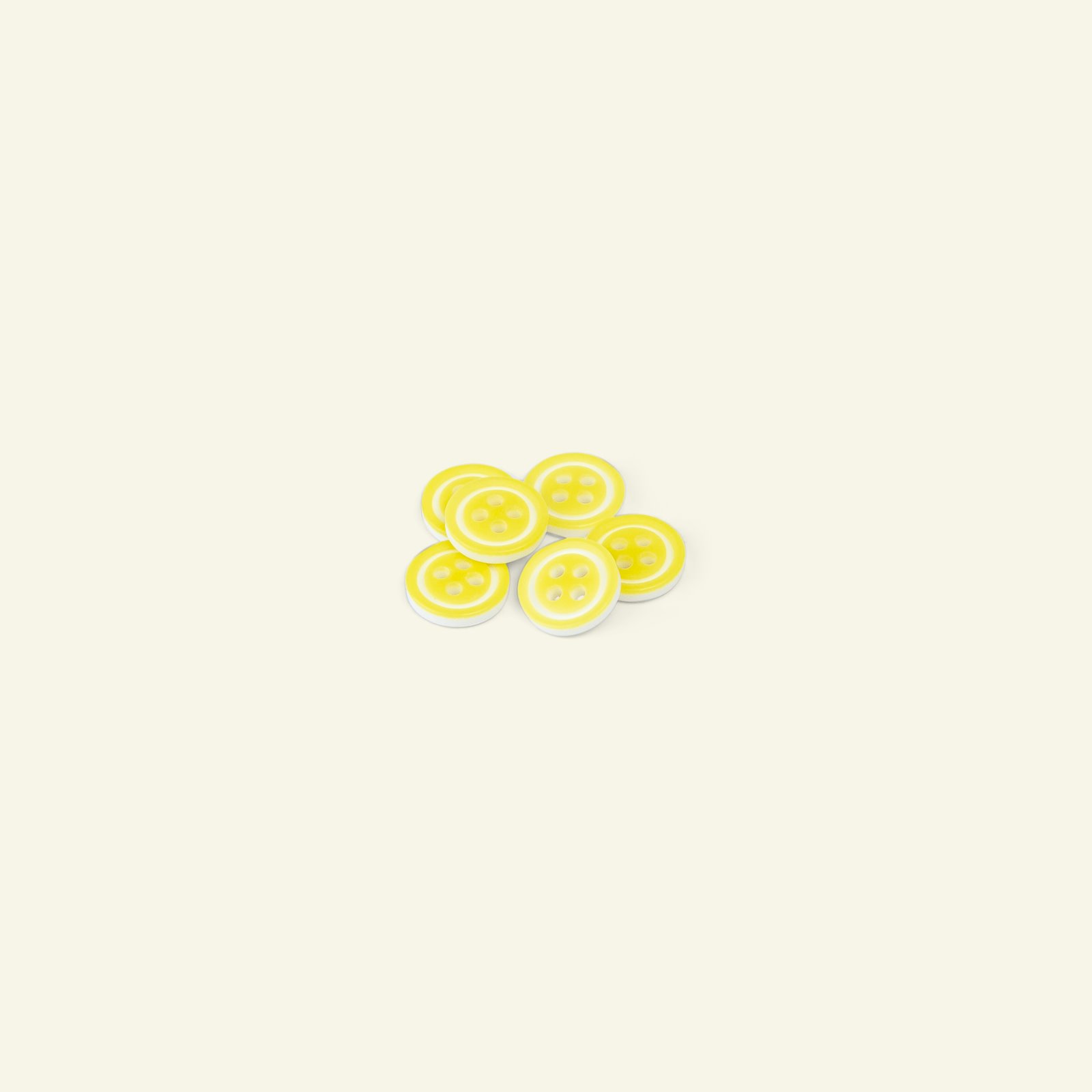 Button 4-holes w/rim 10mm lemon/white 6p 33289_pack
