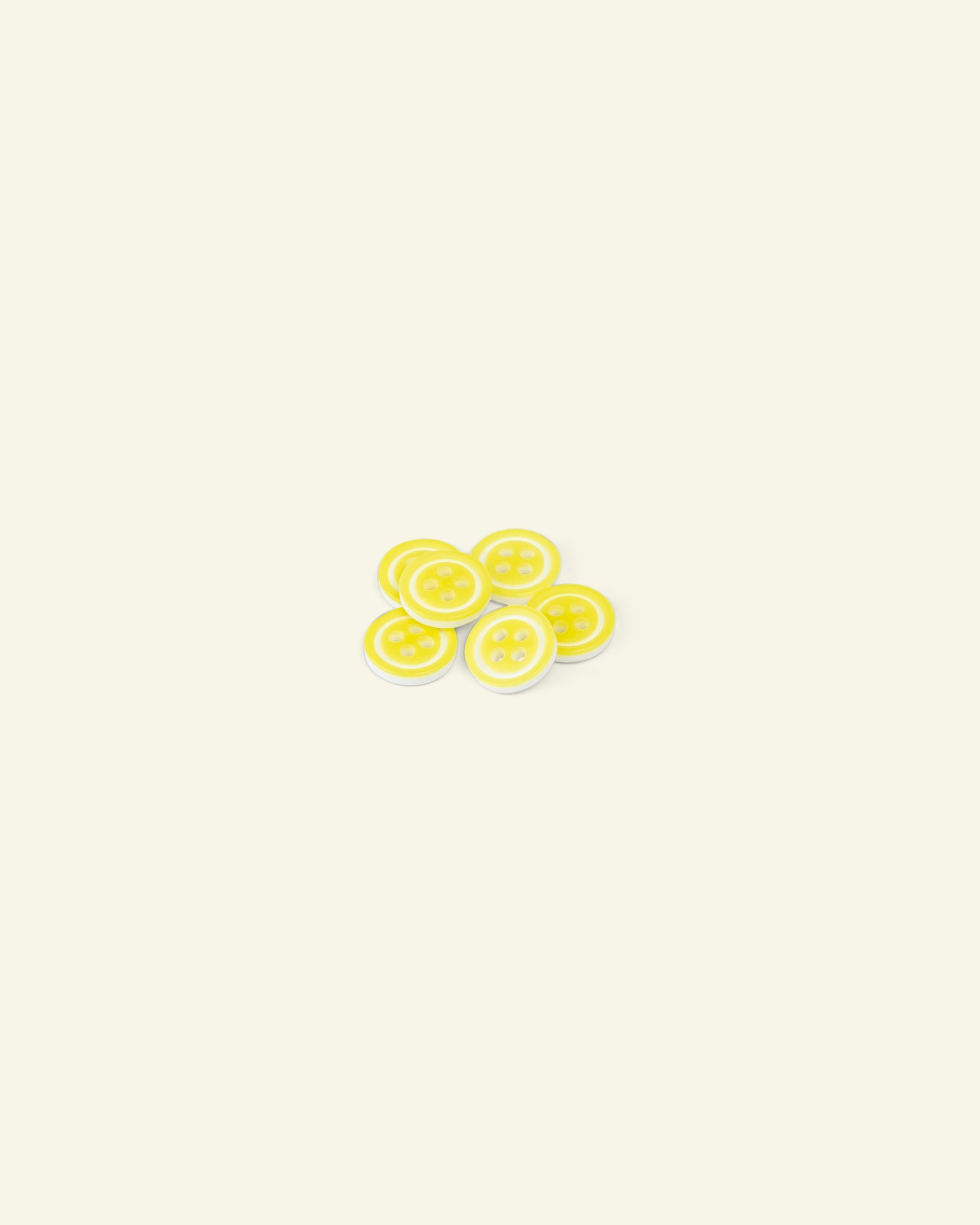 Button 4-holes w/rim 10mm lemon/white 6p 33289_pack