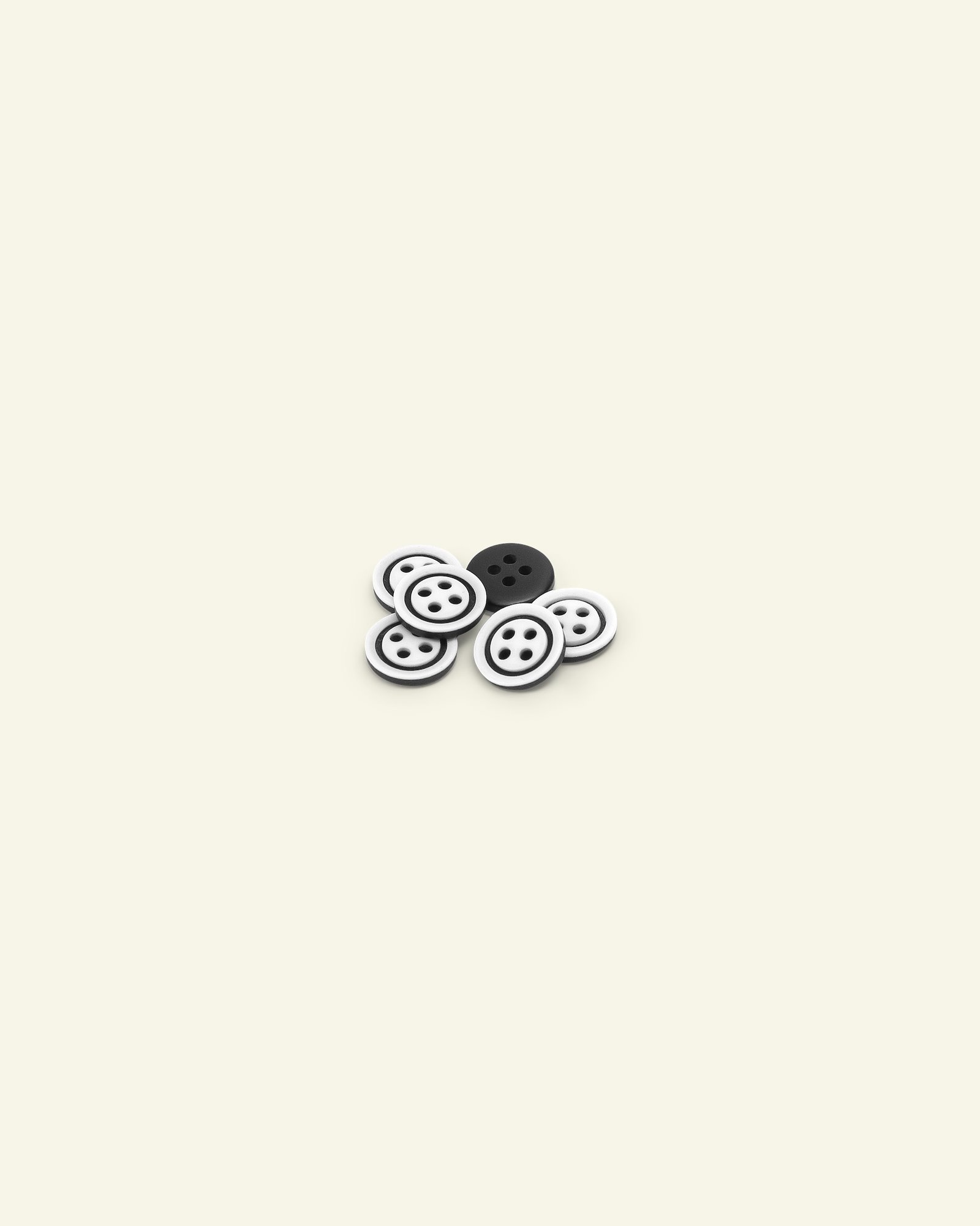 Button 4-holes w/rim 10mm white/black 6p 33069_pack