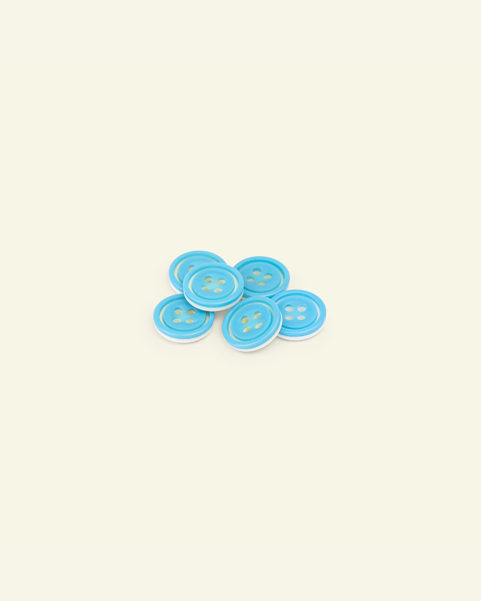 Button 4-holes w/rim 14mm blue/white 6pc 33292_pack