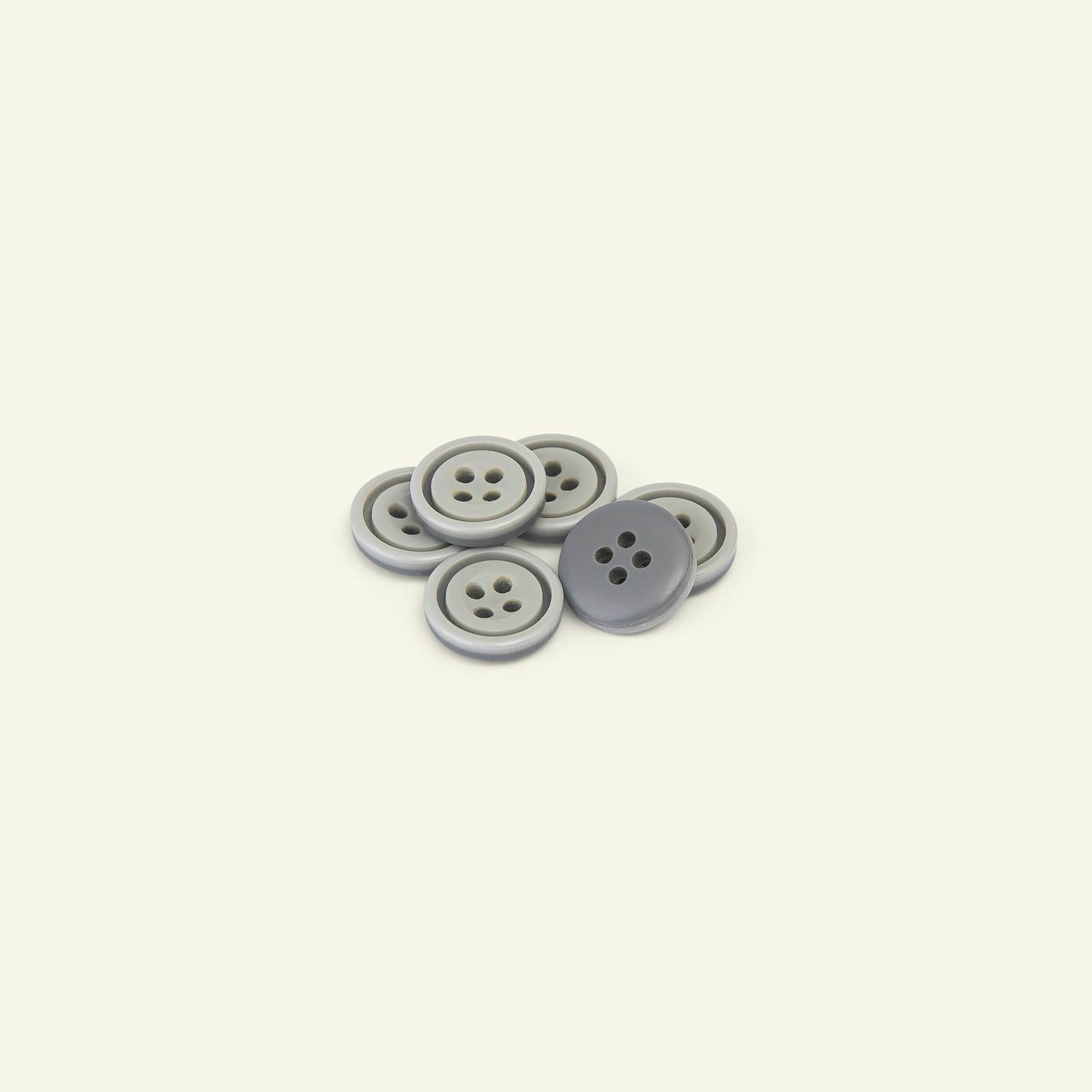 Button 4-holes w/rim 14mm grey/grey 6pcs 33171_pack