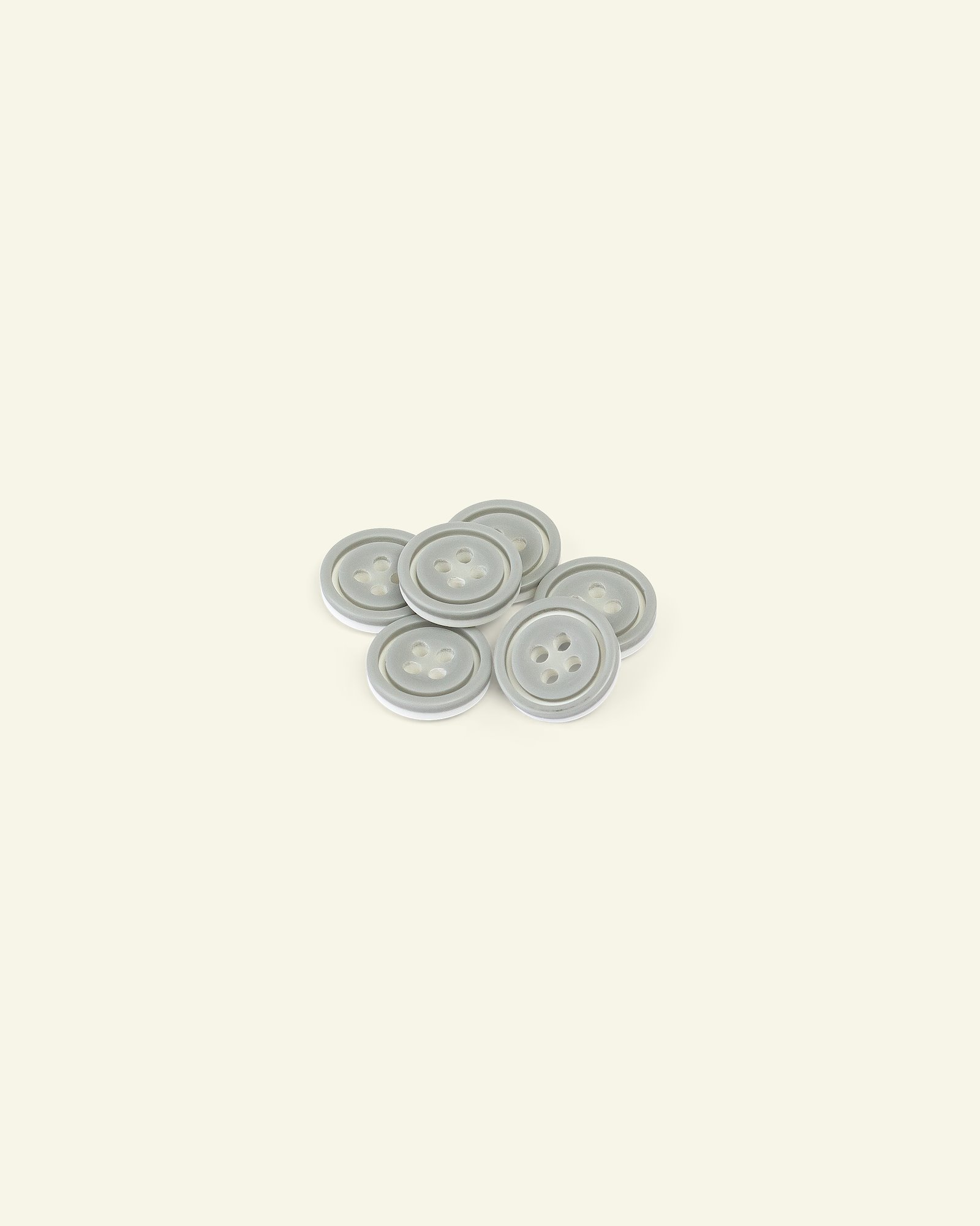 Button 4-holes w/rim 14mm grey/white 6pc 33067_pack