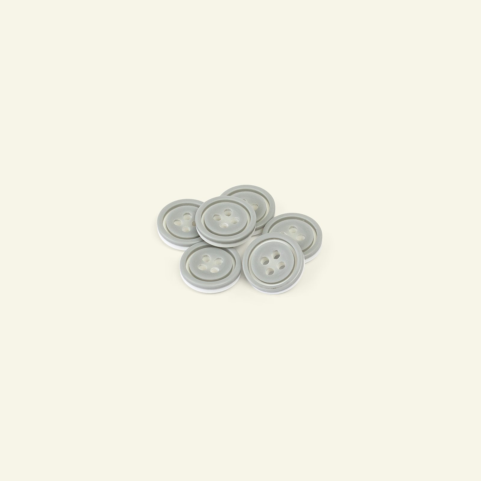 Button 4-holes w/rim 14mm grey/white 6pc 33067_pack