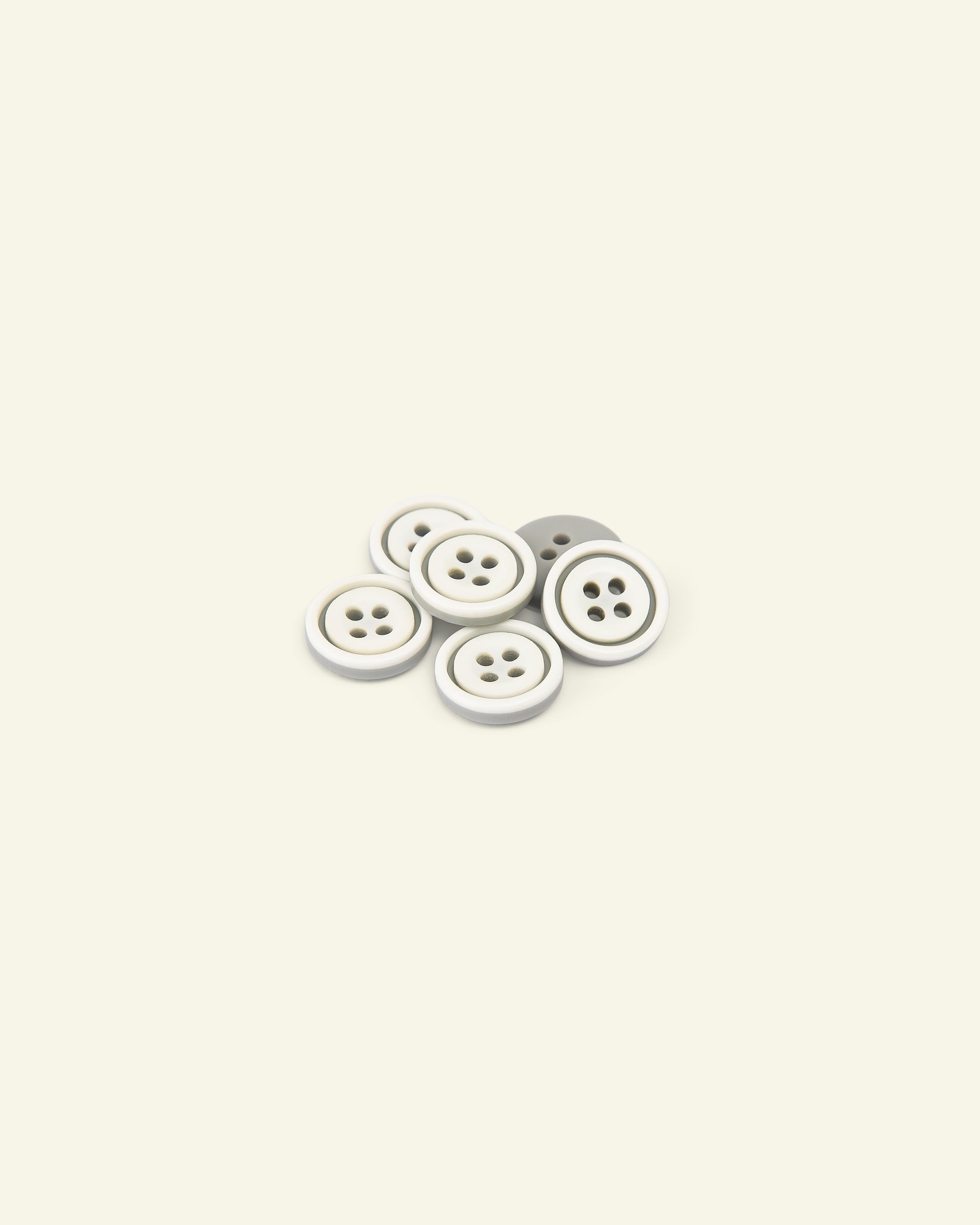 Button 4-holes w/rim 14mm white/grey 6pc 33059_pack