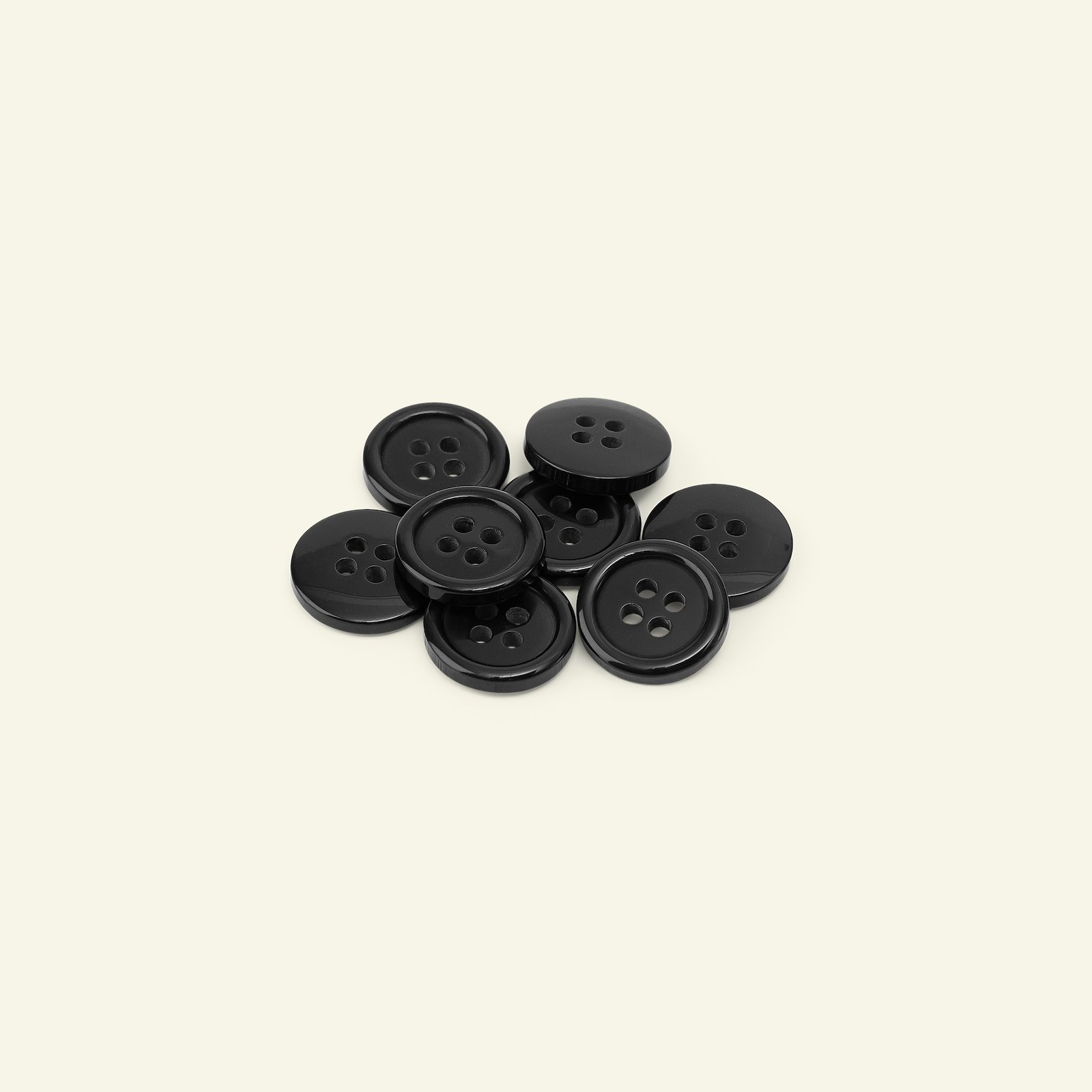 Button 4-holes w/rim 15mm black 8pcs 33125_pack