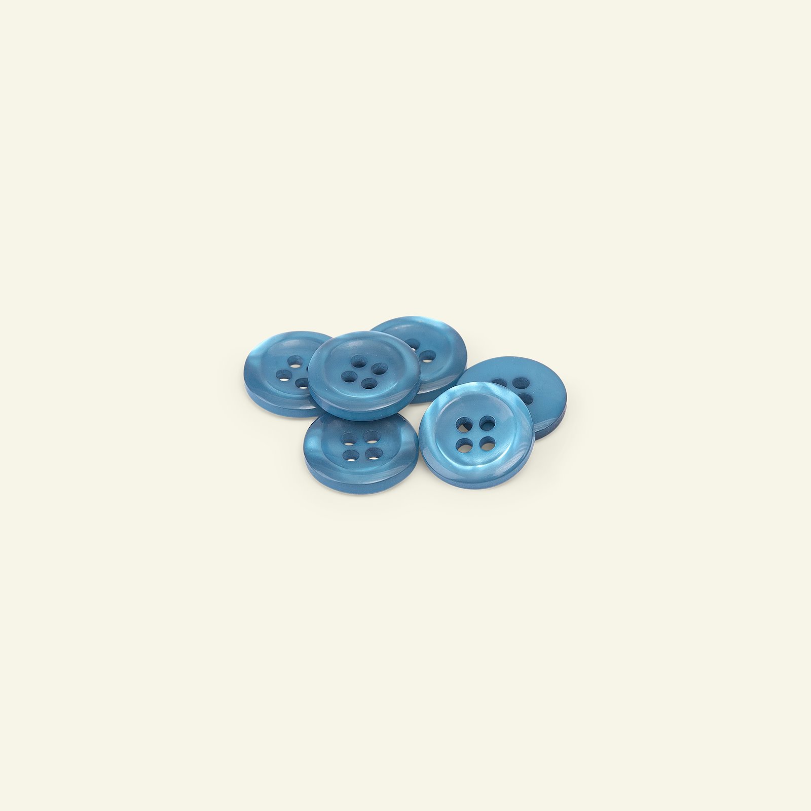 Button 4-holes w/rim 15mm blue 6pcs 33244_pack