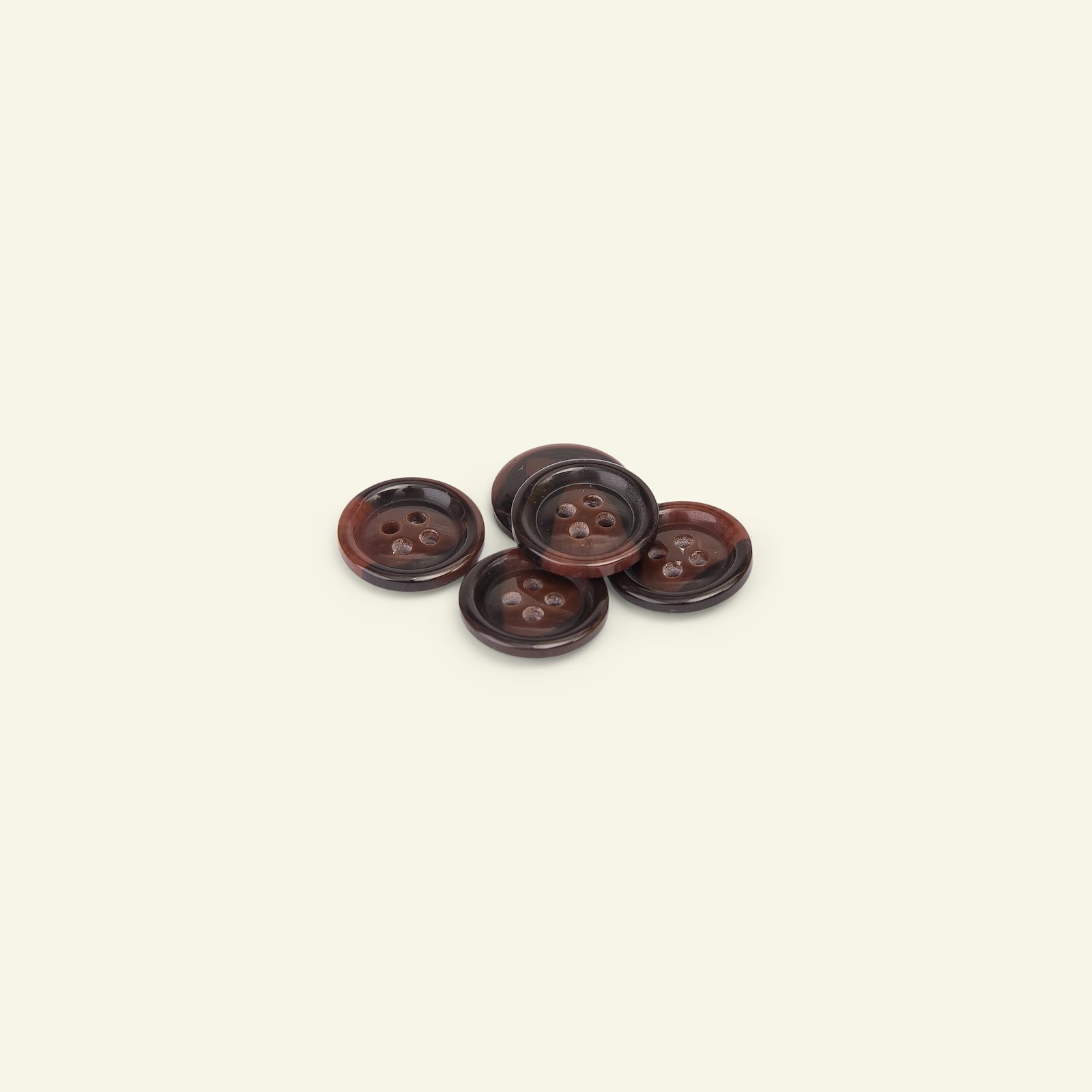 Button 4-holes w/rim 15mm brown 6pcs 33390_pack