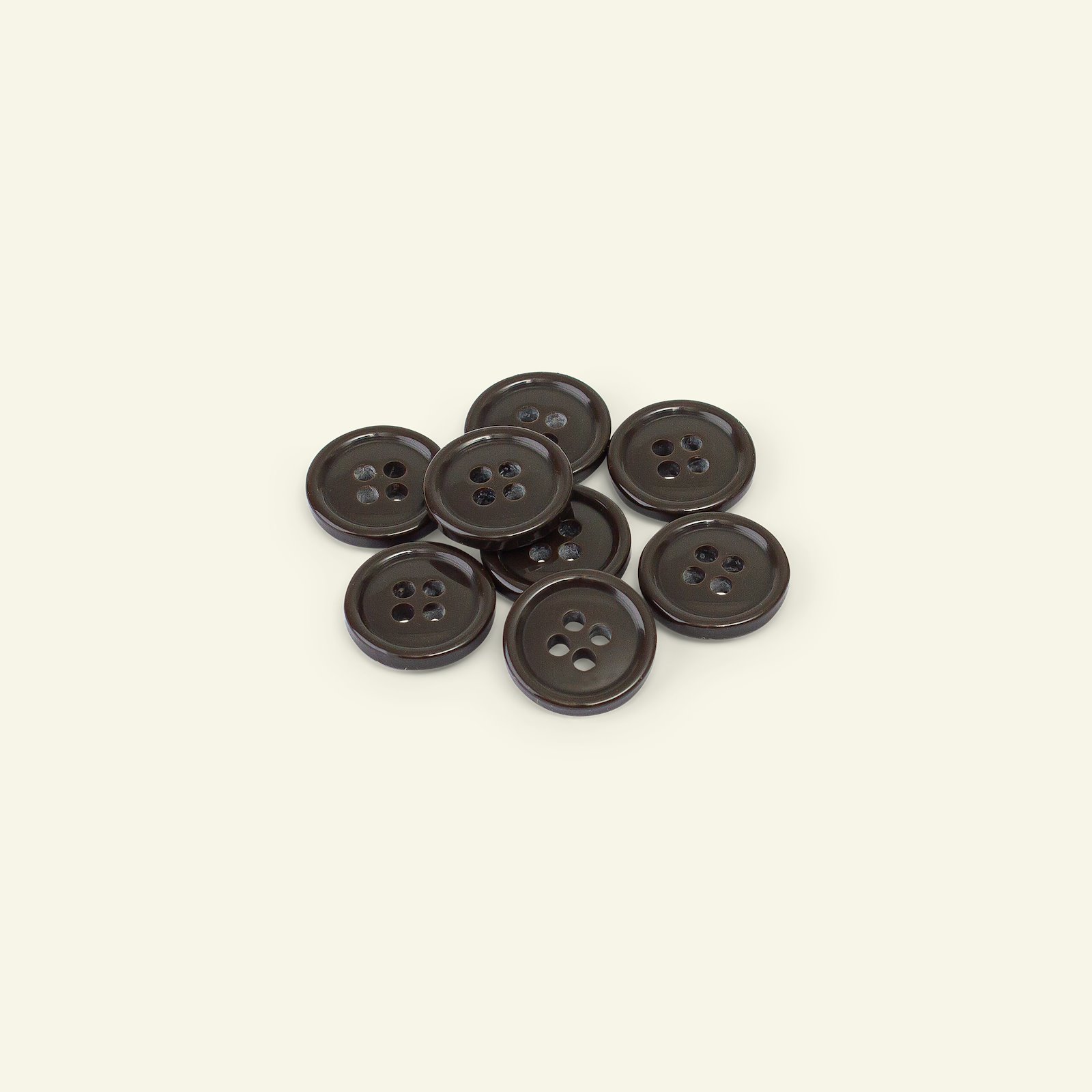 Button 4-holes w/rim 15mm brown 8pcs 33344_pack