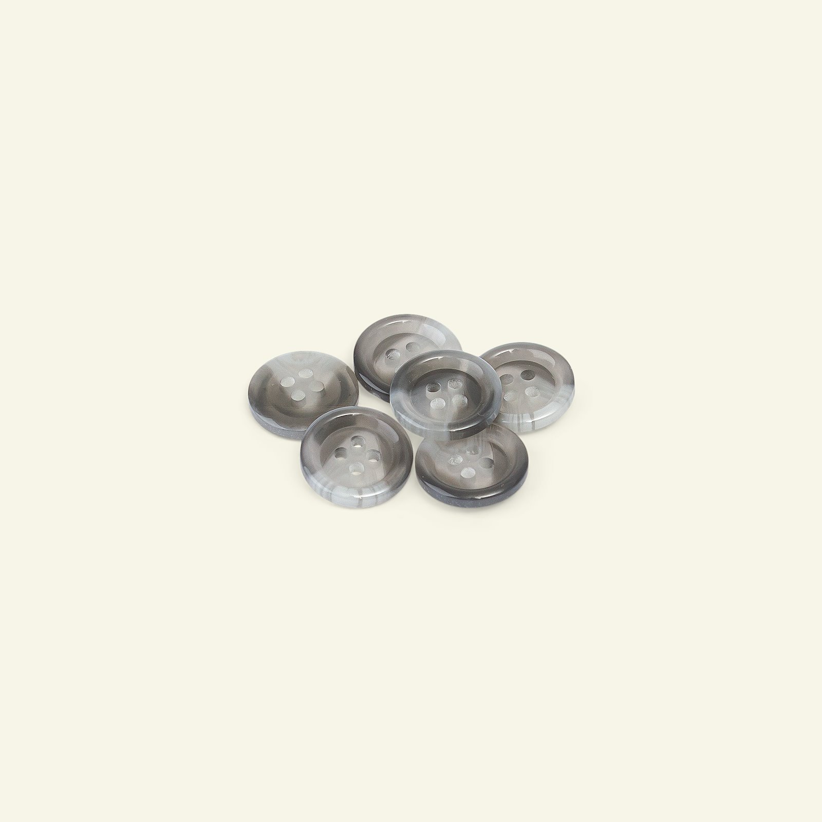 Button 4-holes w/rim 15mm grey 6pcs 33605_pack