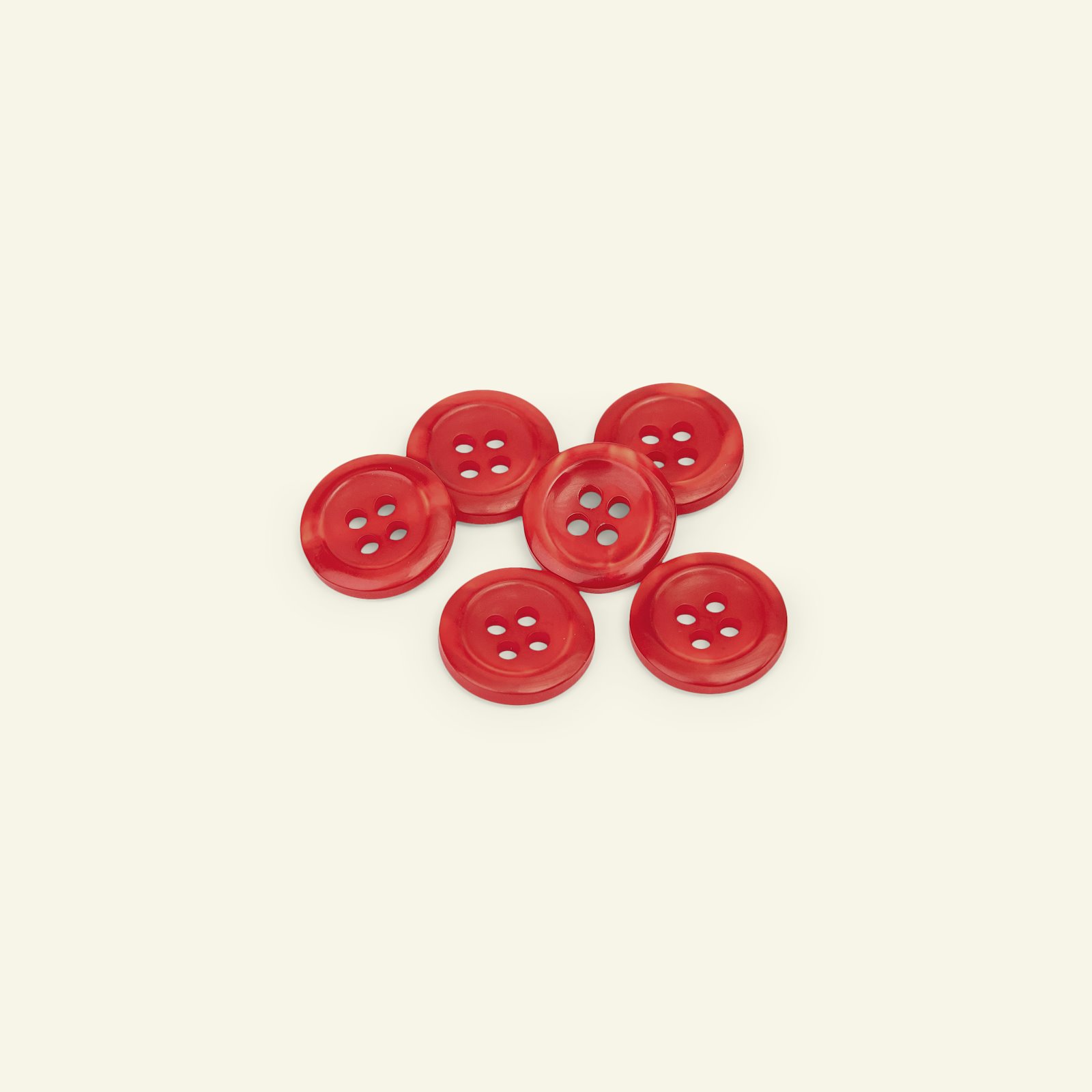 Button 4-holes w/rim 15mm red 6pcs 33351_pack
