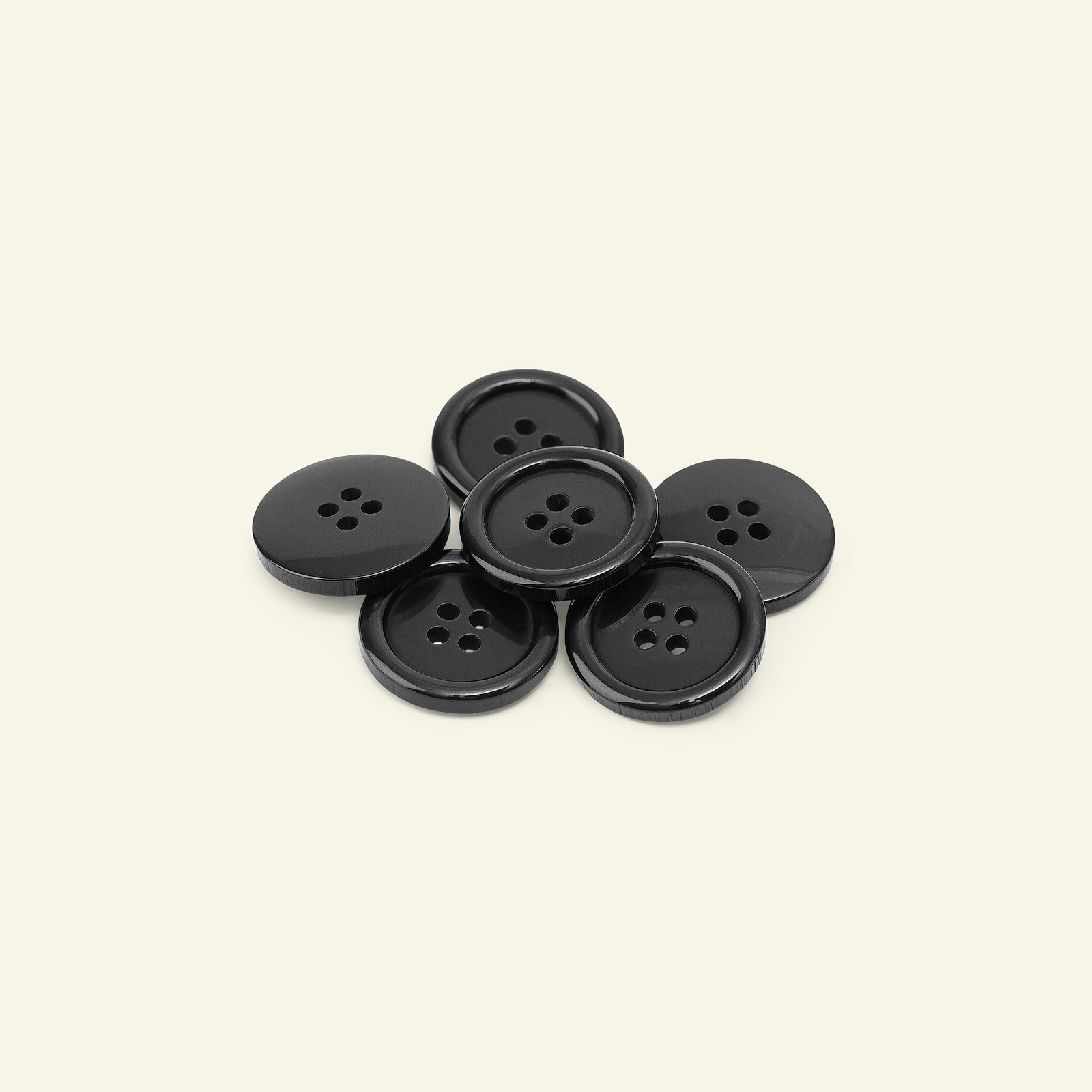 Button 4-holes w/rim 20mm black 6pcs 33126_pack
