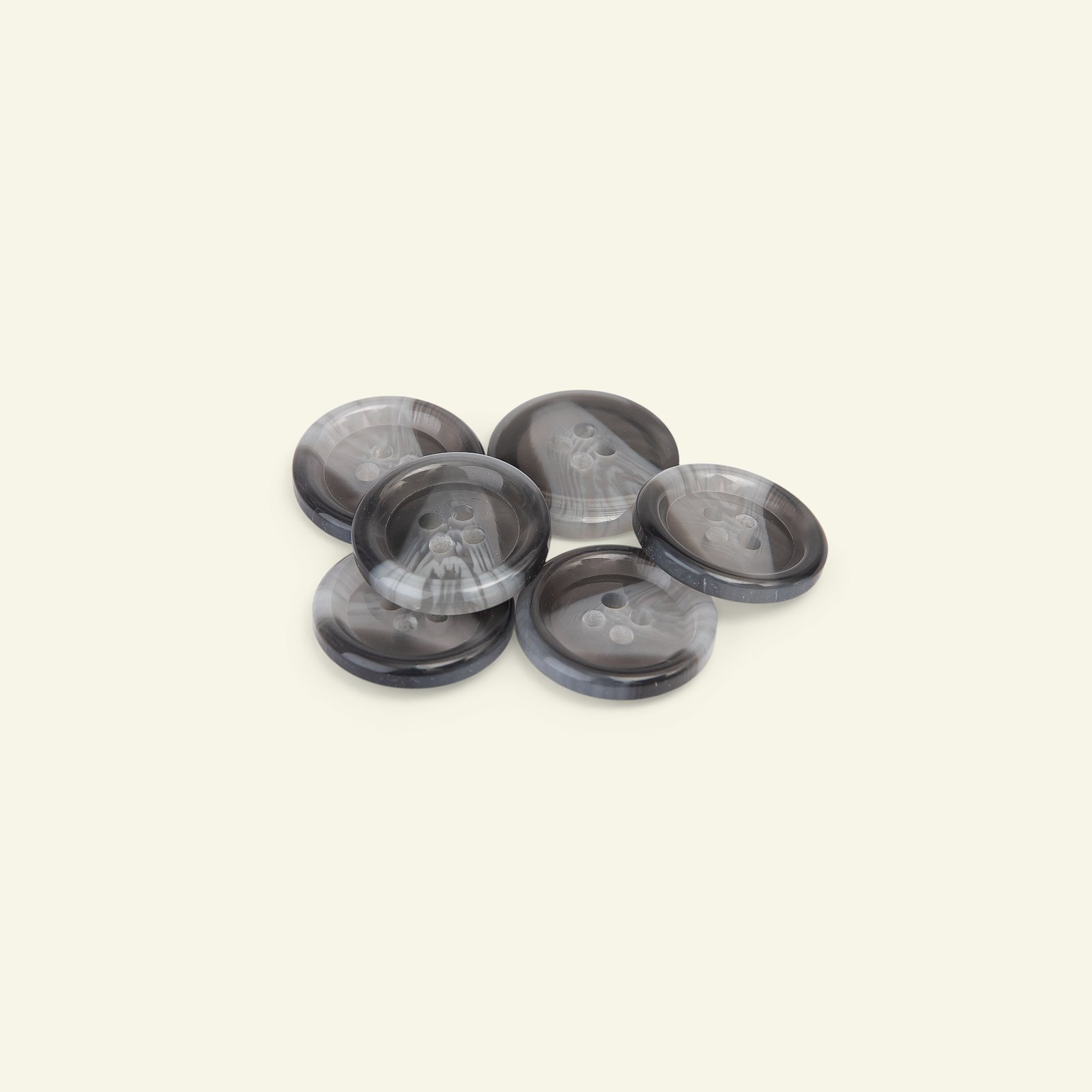 Button 4-holes w/rim 20mm grey 6pcs 33165_pack