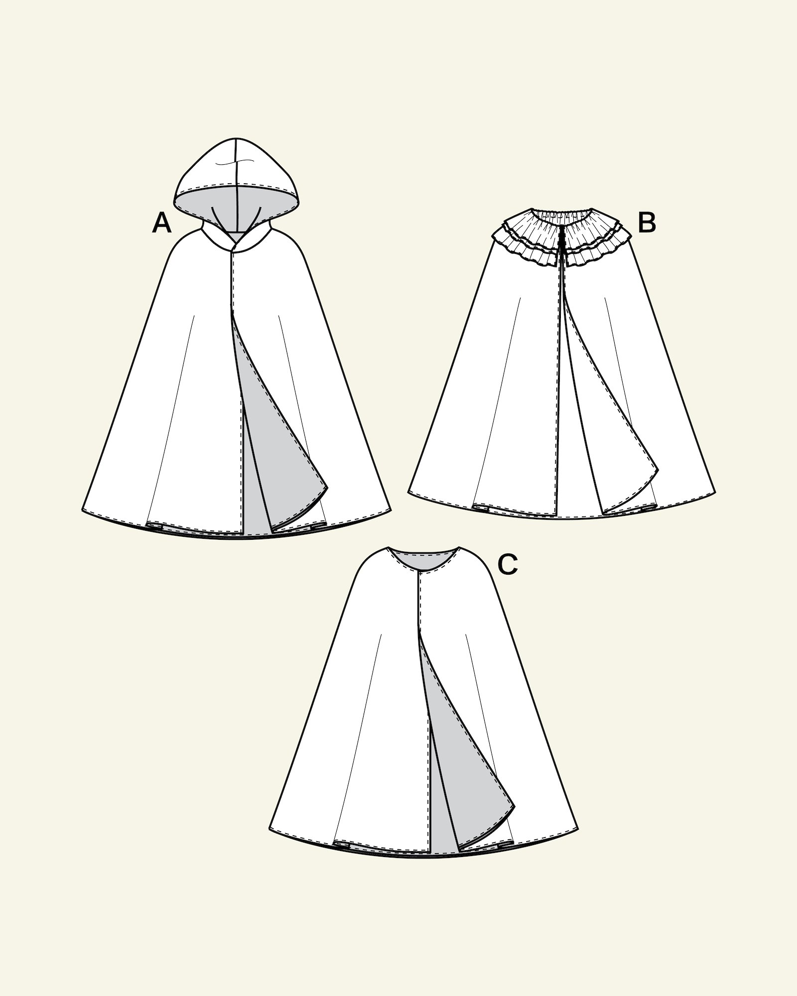 Cape with and without hood, 104/4y p66008_pack