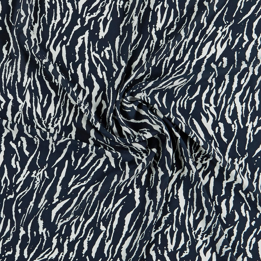 Billede af Chiffon m mørk blå/hvid zebra print