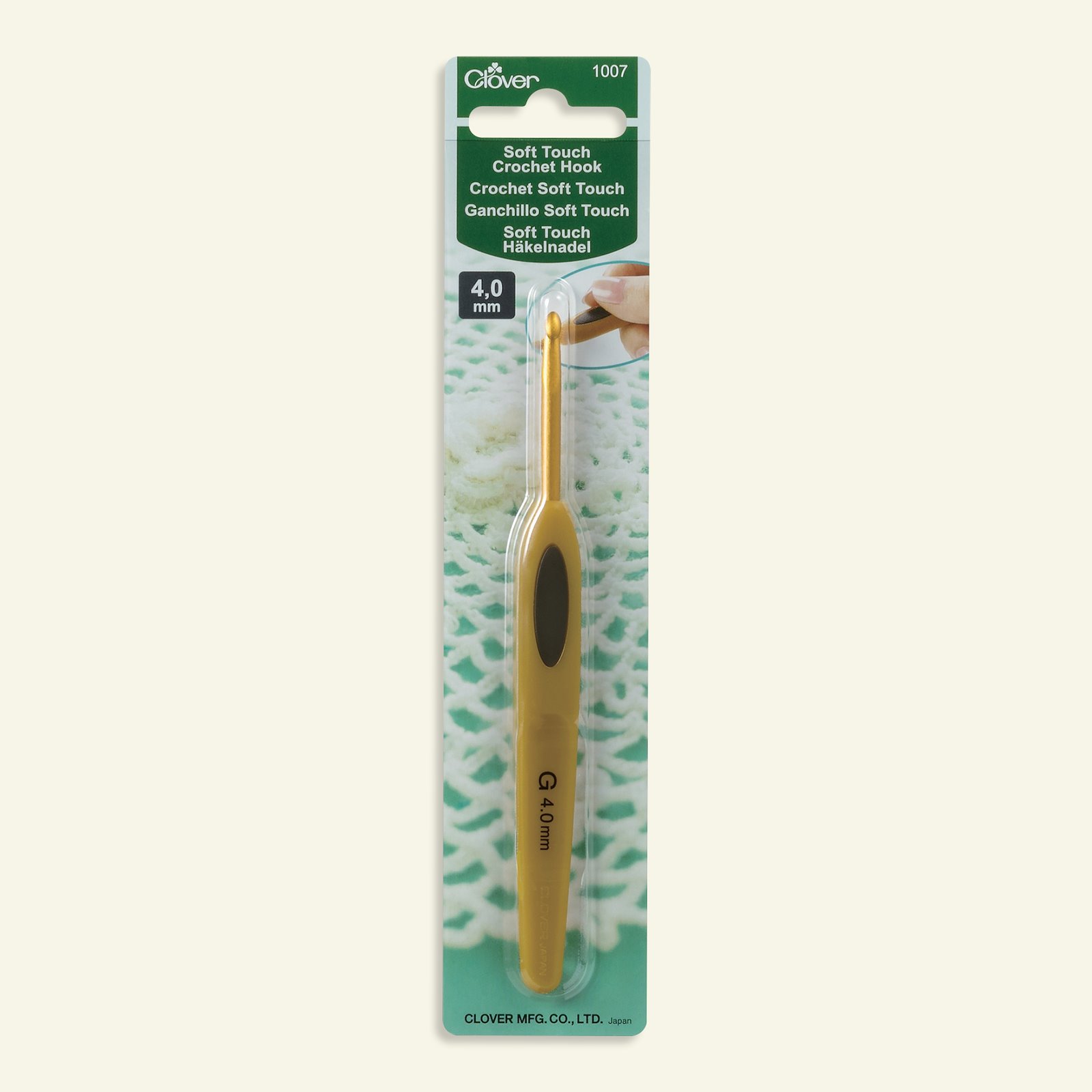 Clover soft touch crochet hook 13cm4,0mm 83356_pack