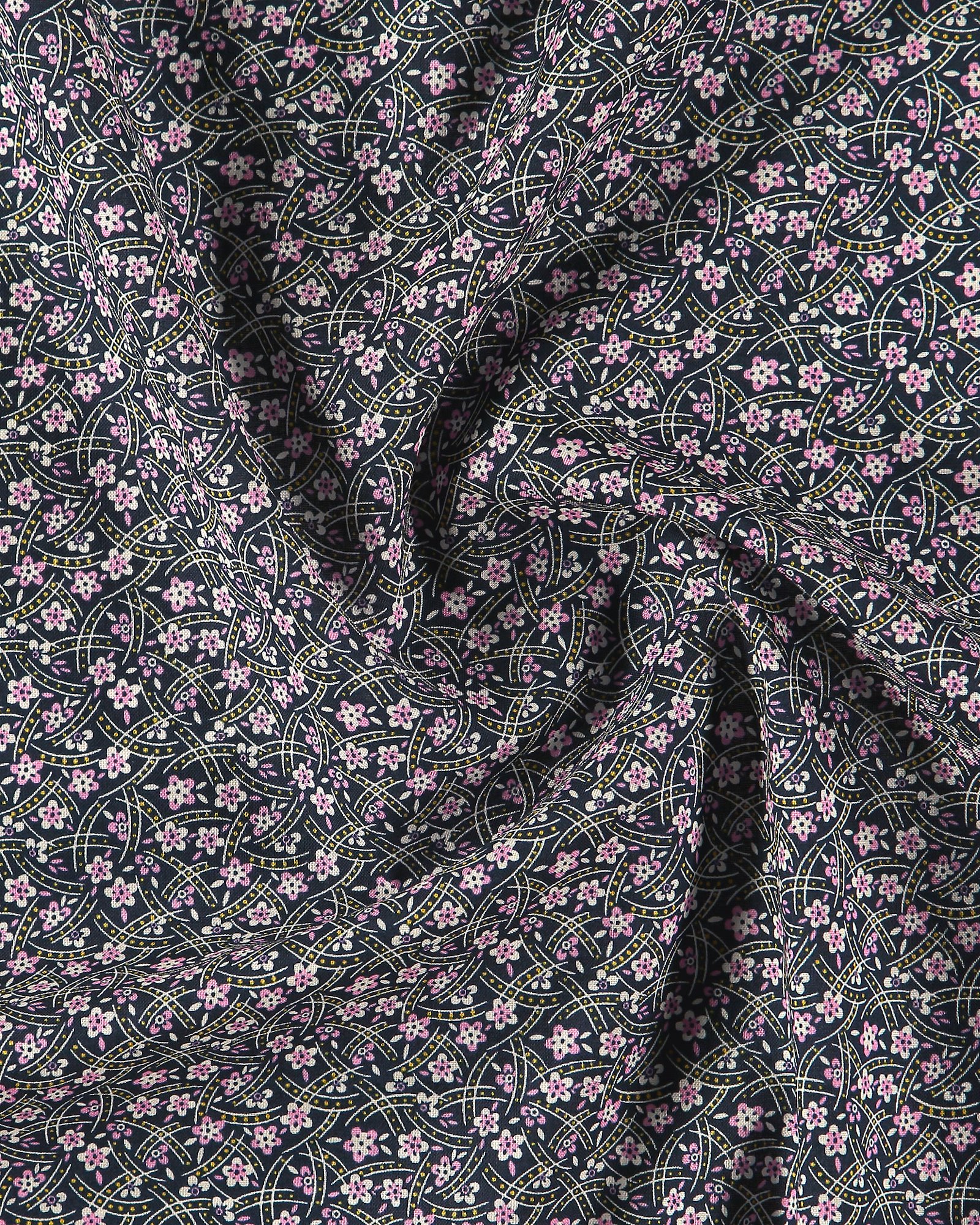 Cotton navy with petite flowers and dots 852429_pack