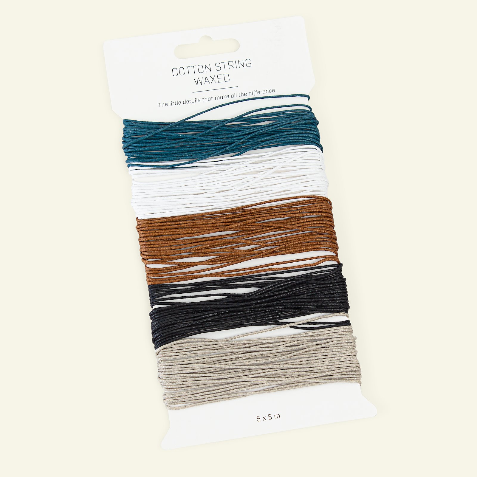 Cotton string waxed 1mm 5 colours 25m 76970_pack_b