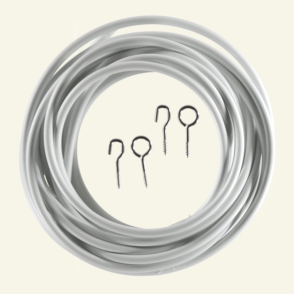Curtain wire w/ eye and hook white 10m 79050_pack