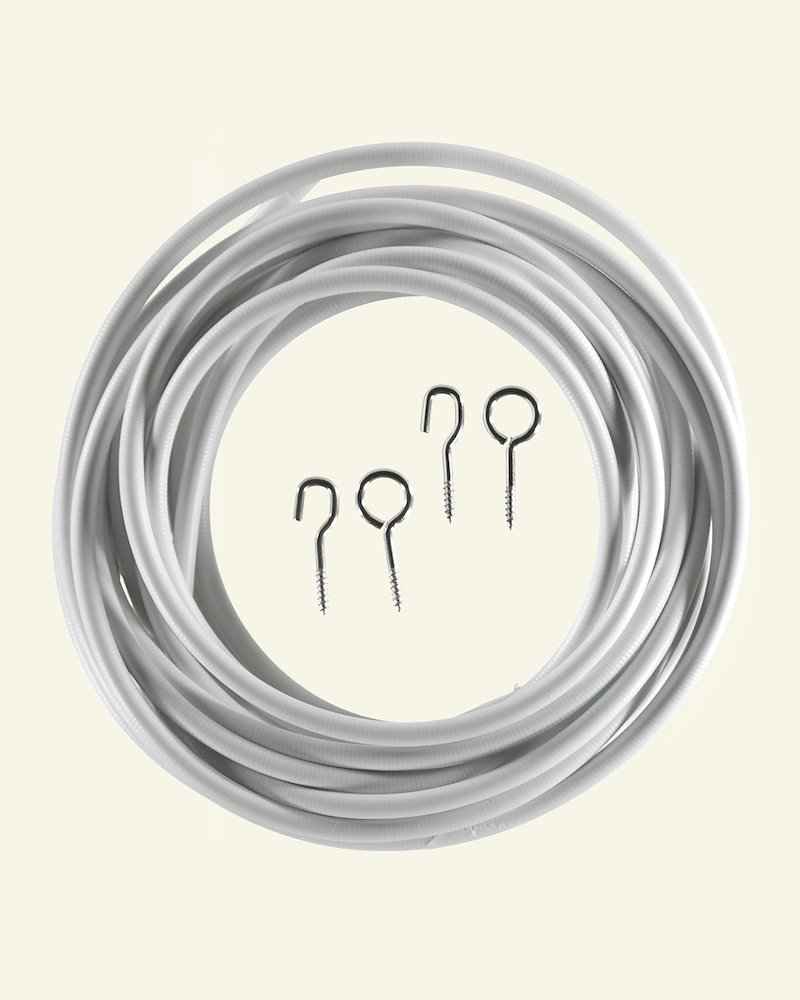 Curtain wire w/ eye and hook white 10m 79050_pack