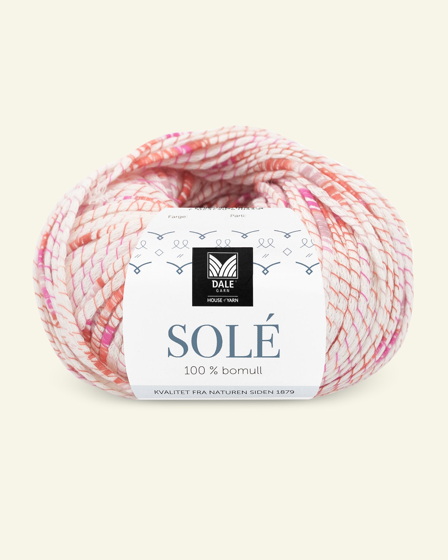 Dale Garn, 100% cotton yarn "Solé", white/pink/orange (904) 90000873_pack