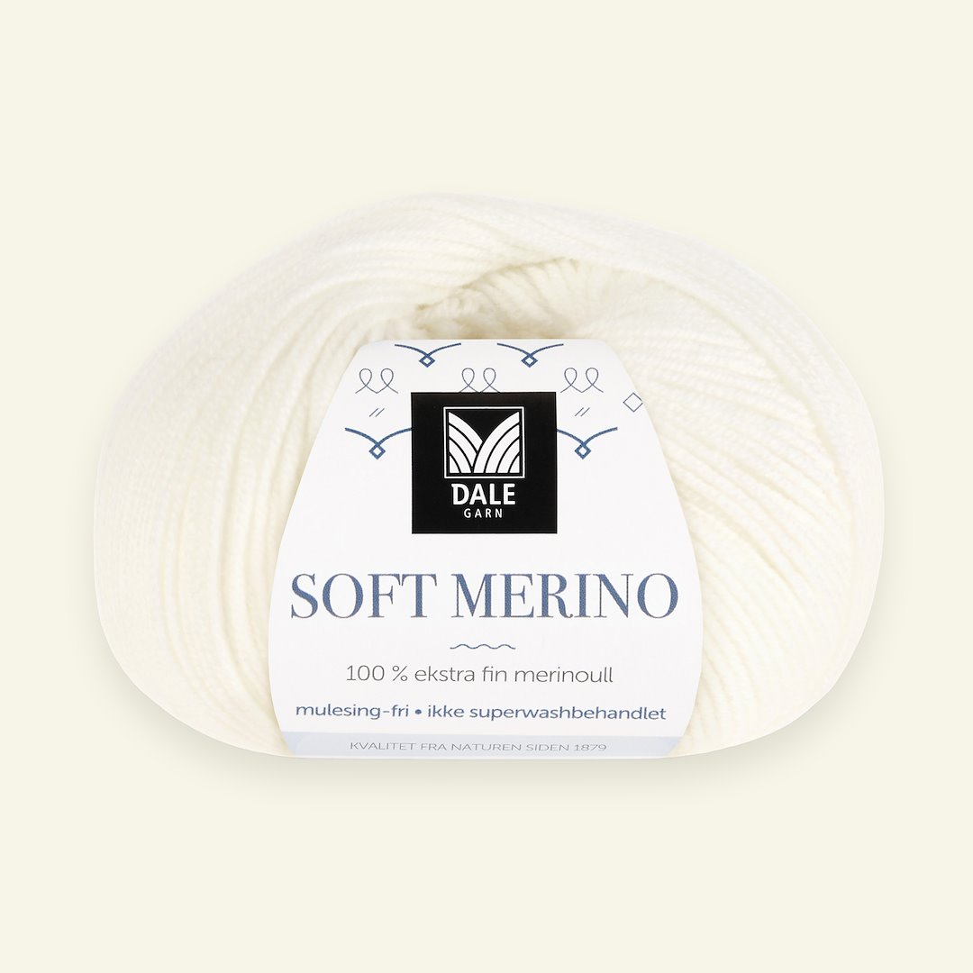 Se Dale Garn, 100% ekstra fint merinogarn "Soft Merino", hvid (3001) hos Selfmade