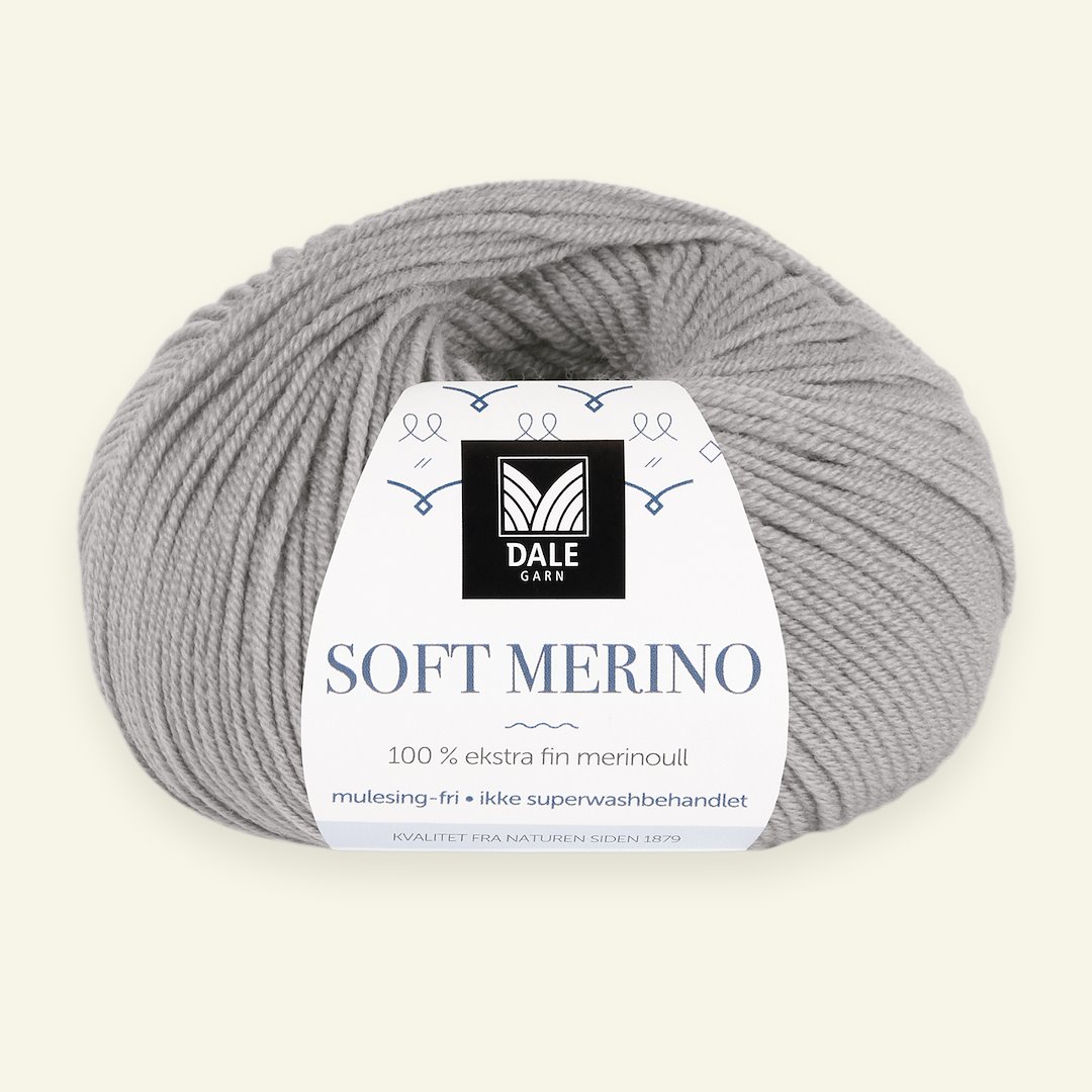 Se Dale Garn, 100% ekstra fint merinogarn "Soft Merino", lys grå (3035) hos Selfmade