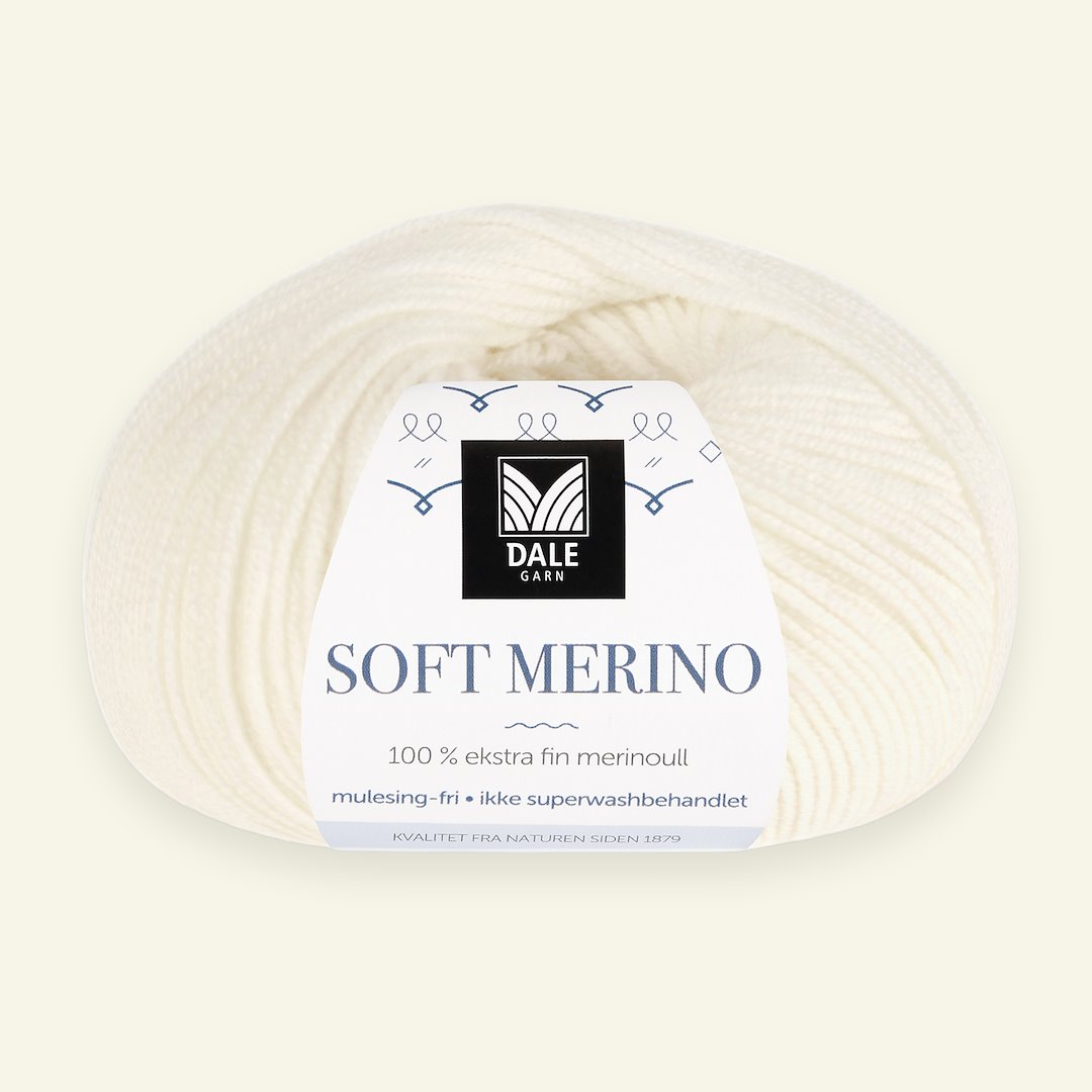 Se Dale Garn, 100% ekstra fint merinogarn "Soft Merino", offwhite (3019) hos Selfmade