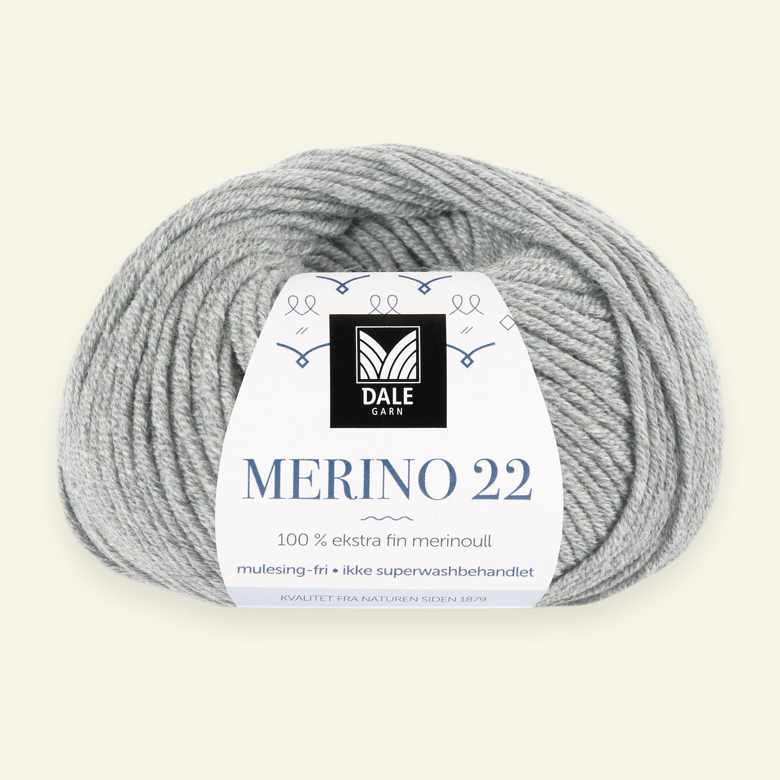 Dale Garn, 100% extra fine merino wool yarn, "Merino 22", light grey mel. (2003) 90000364_pack