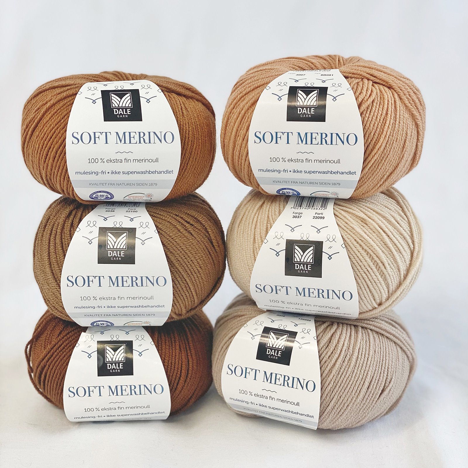 Dale Garn, 100% extra fine merino wool yarn, "Soft Merino", light sand (3037) 90000358_90000328_90000327_90000359_90000337_90000336_sskit