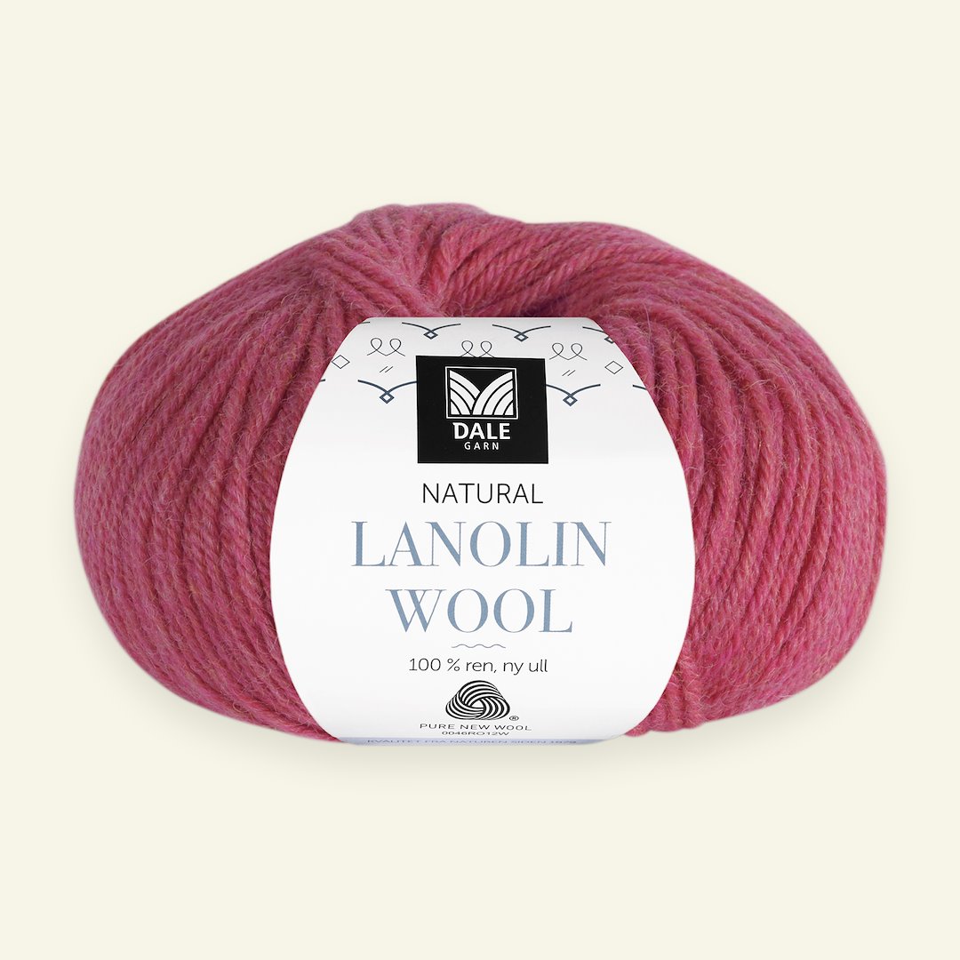 Se Dale Garn, 100% uldgarn "Lanolin Wool", hindbær rød (1447) hos Selfmade