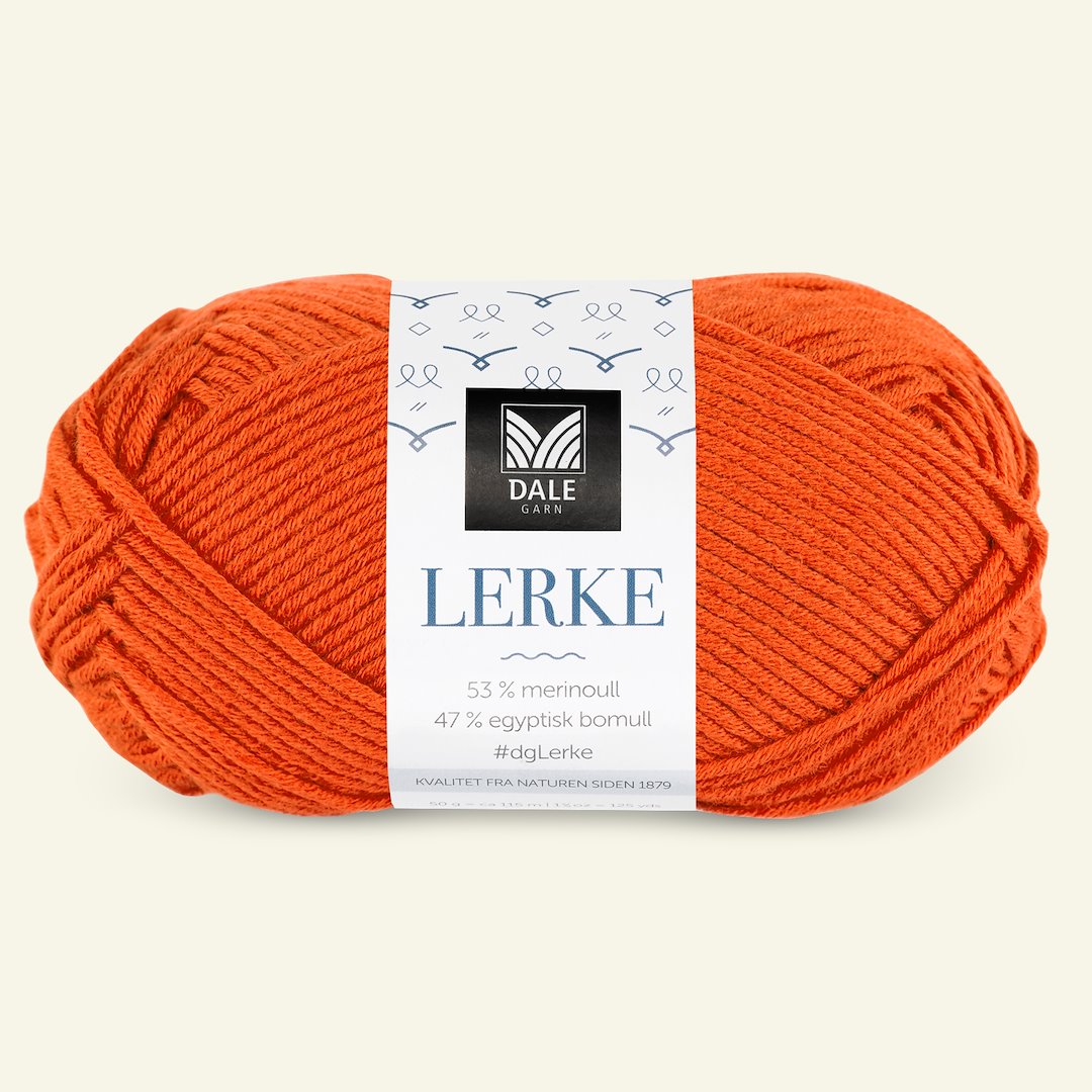 Se Dale Garn, merino bomuldsgarn "Lerke", orange (8165) hos Selfmade
