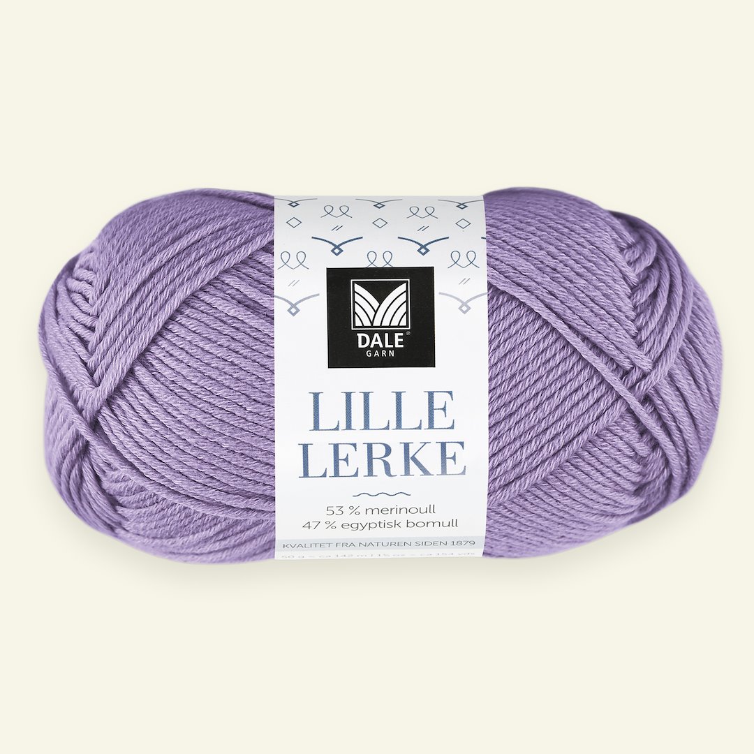 Se Dale Garn, merino/bomuldsgarn "Lille Lerke", lys lavendel (8159) hos Selfmade
