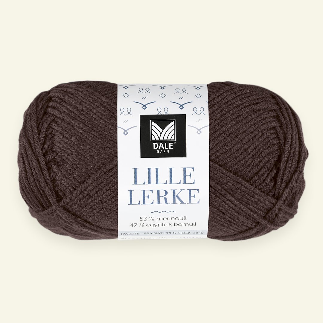 Se Dale Garn, merino/bomuldsgarn "Lille Lerke", mørk brun (8169) hos Selfmade