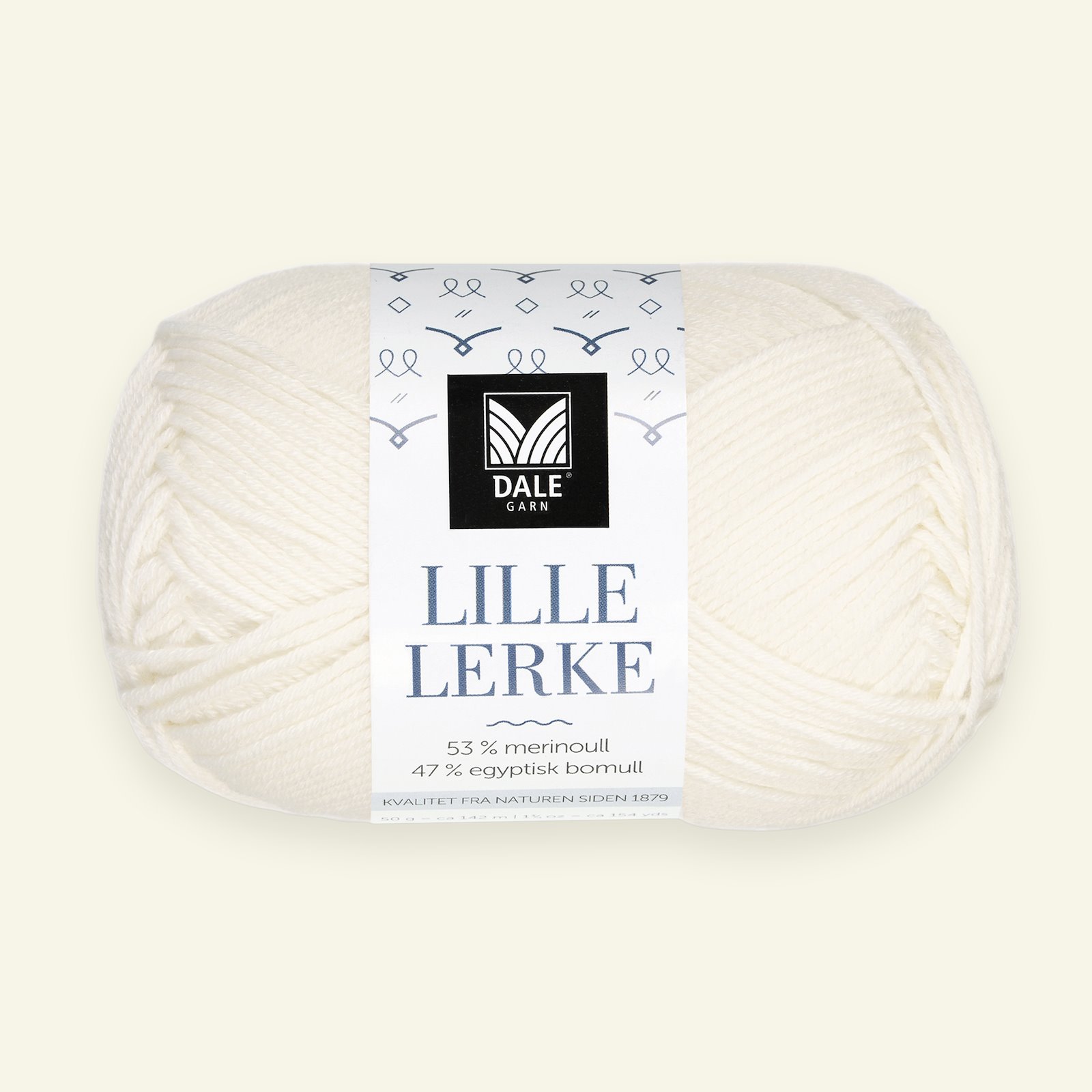 Dale Garn, merino/bomullsgarn "Lille Lerke", Ubleket hvit (0020) 90000401_pack