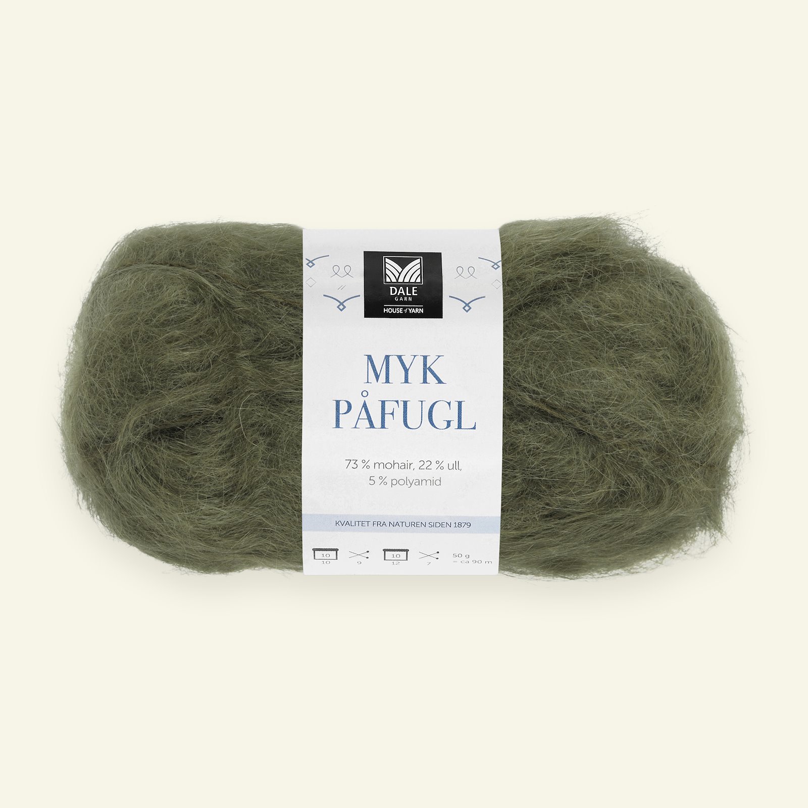 Dale Garn, mohair uldgarn" Myk Påfugl", army grøn (7920) 90000250_pack
