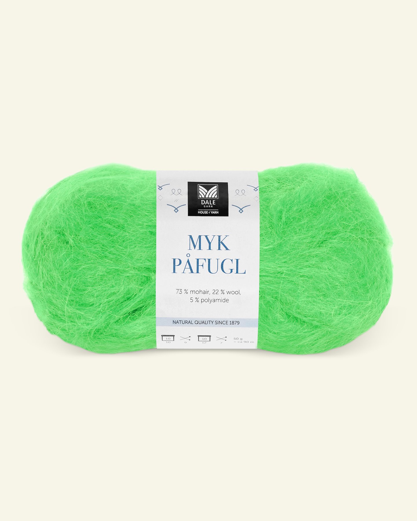 Dale Garn, mohair uldgarn "Myk Påfugl", neongrøn (7958) 90001231_pack