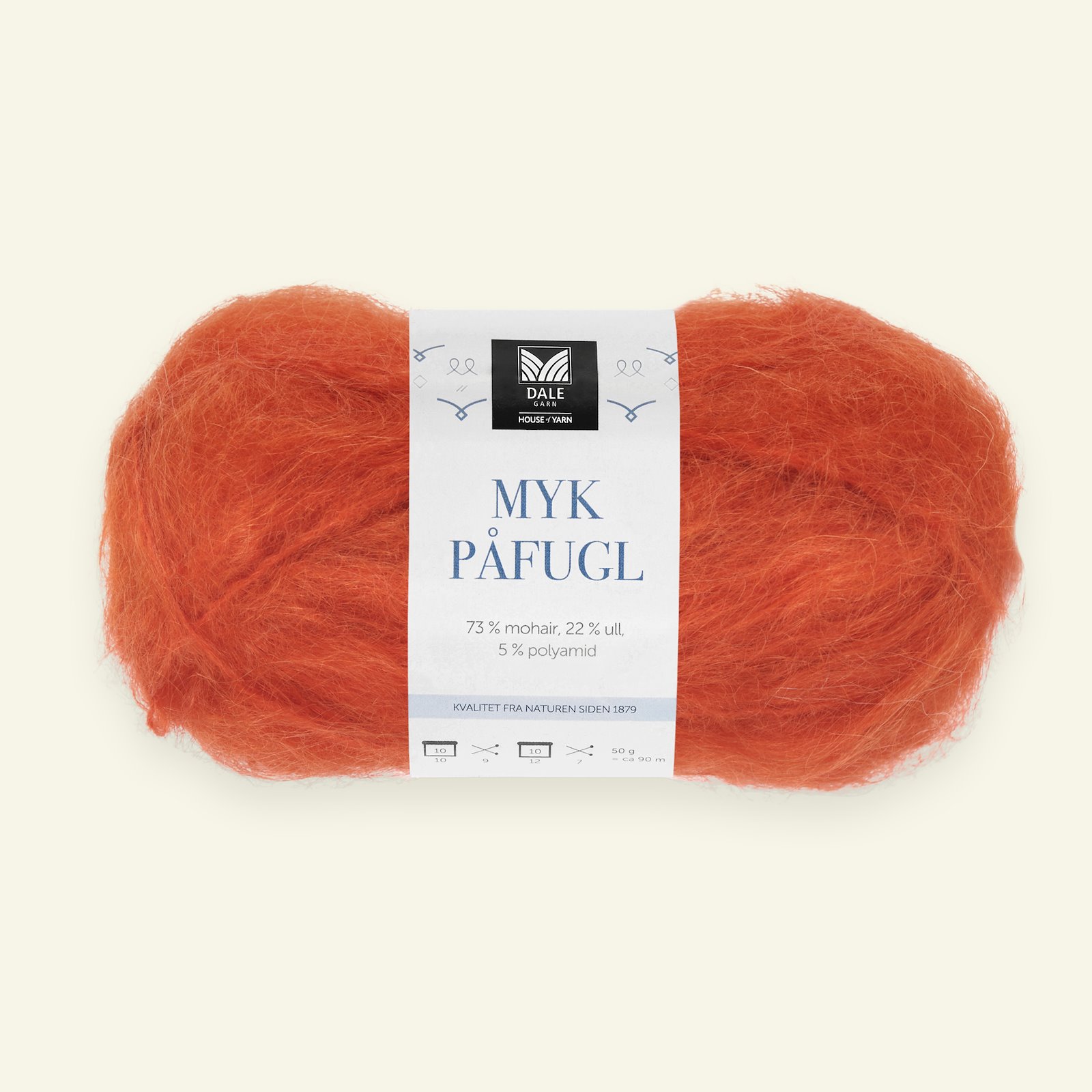 Dale Garn, mohair uldgarn" Myk Påfugl", orange (7903) 90000244_pack