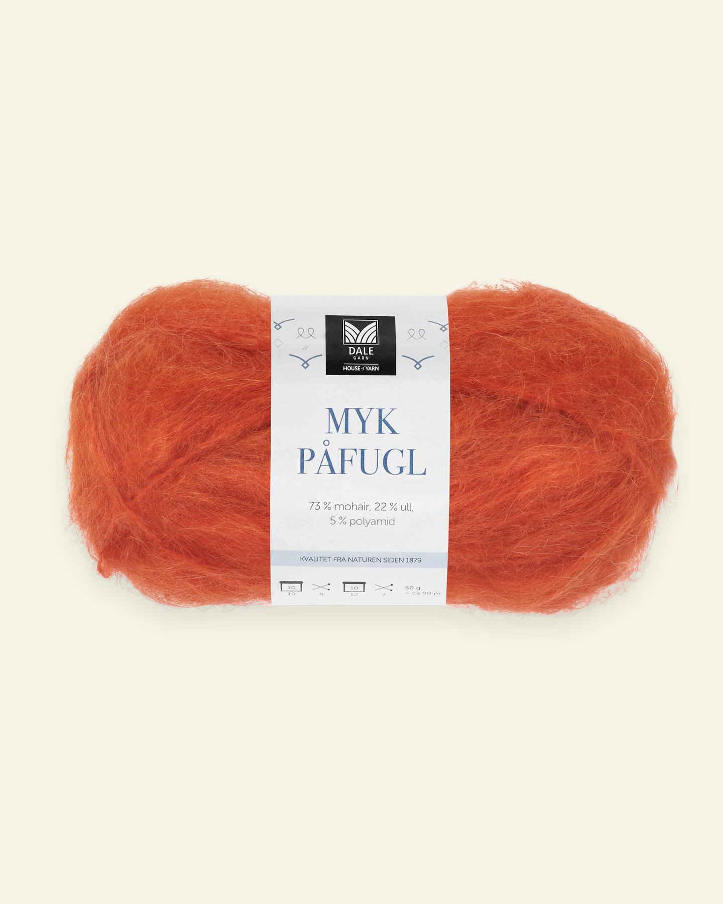 Dale Garn, mohair uldgarn" Myk Påfugl", orange 90000244_pack