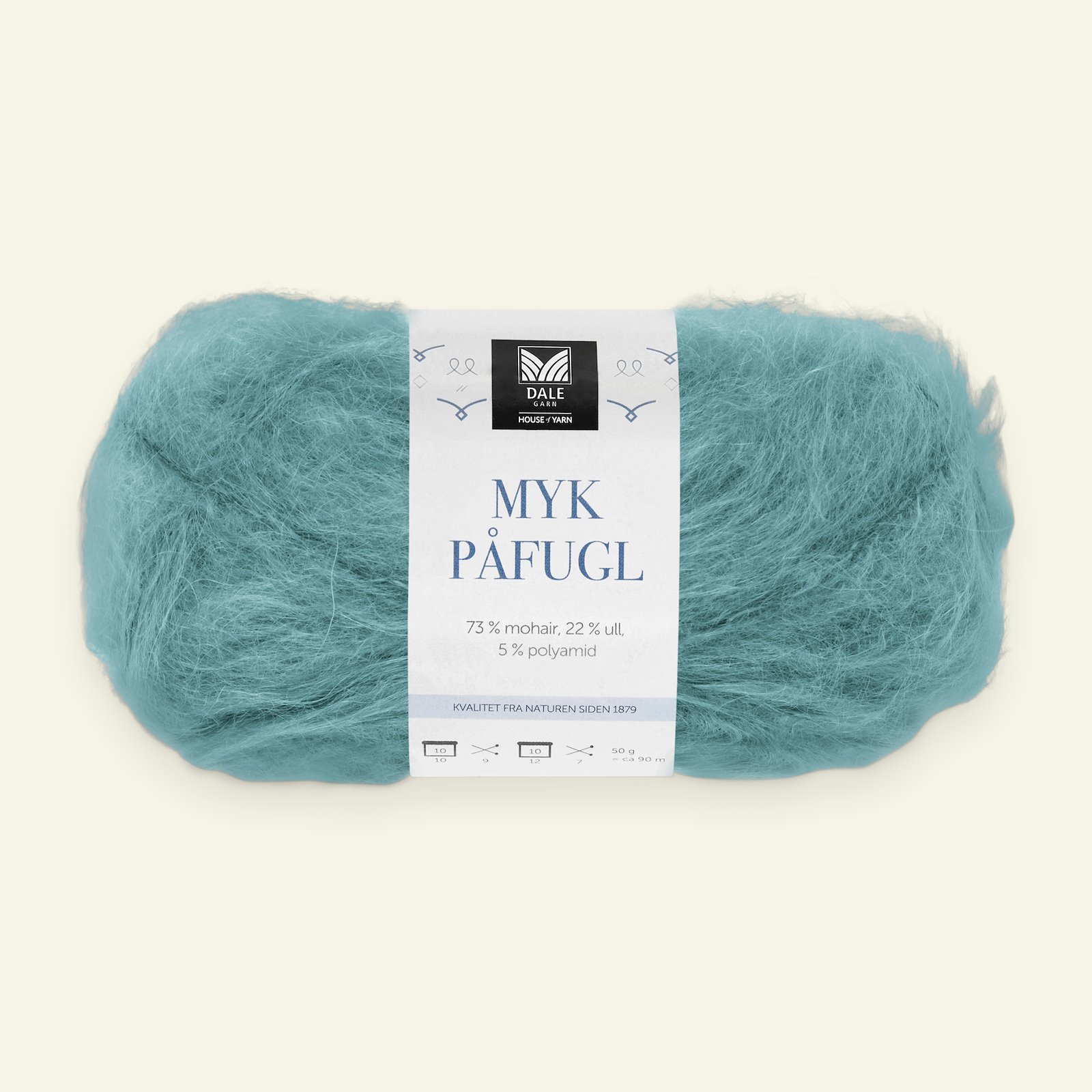 Dale Garn, mohair/wool yarn "Myk Påfugl", aqua green | Selfmade® Stil)
