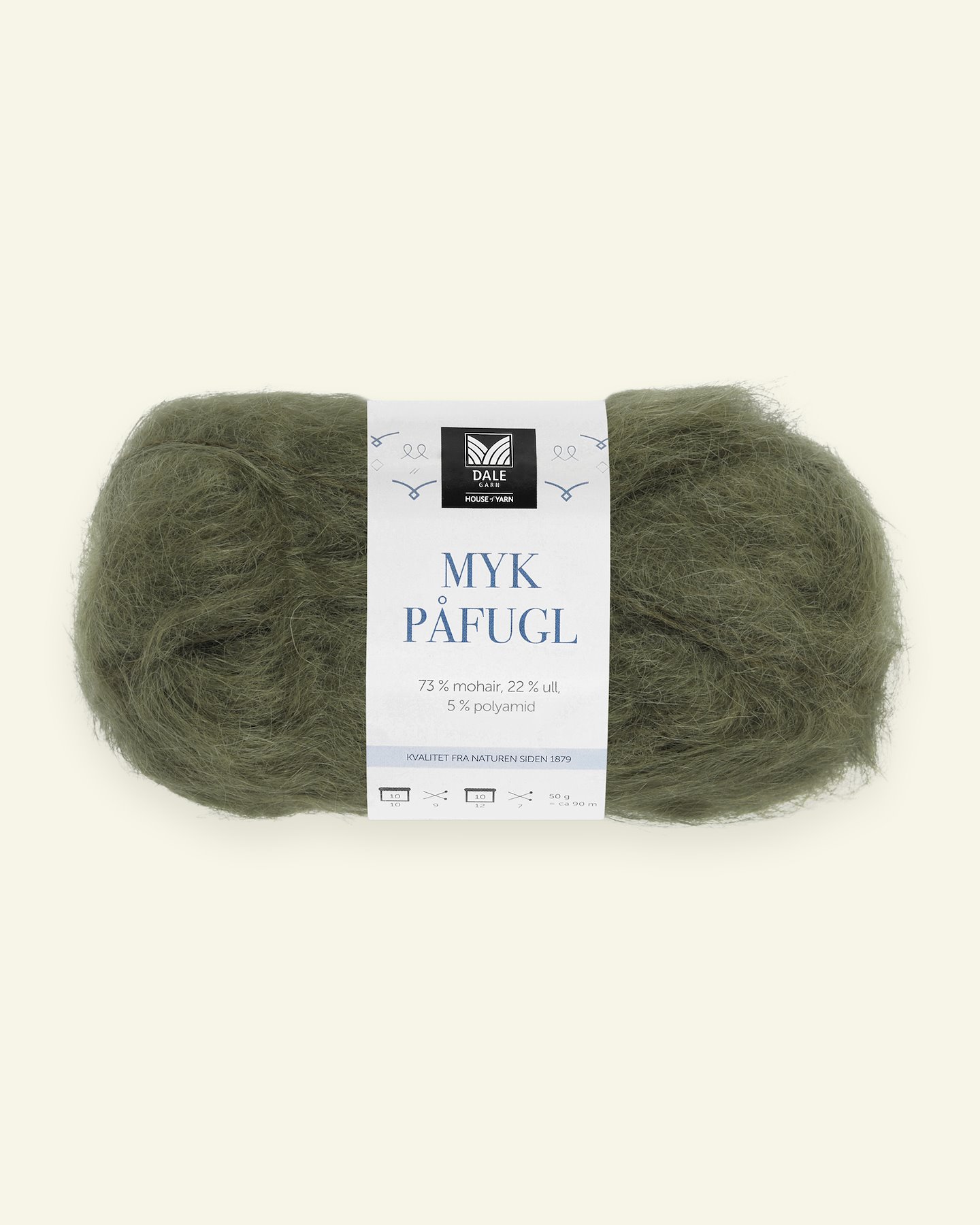 Dale Garn, mohair/wool yarn "Myk Påfugl", army green (7920) 90000250_pack