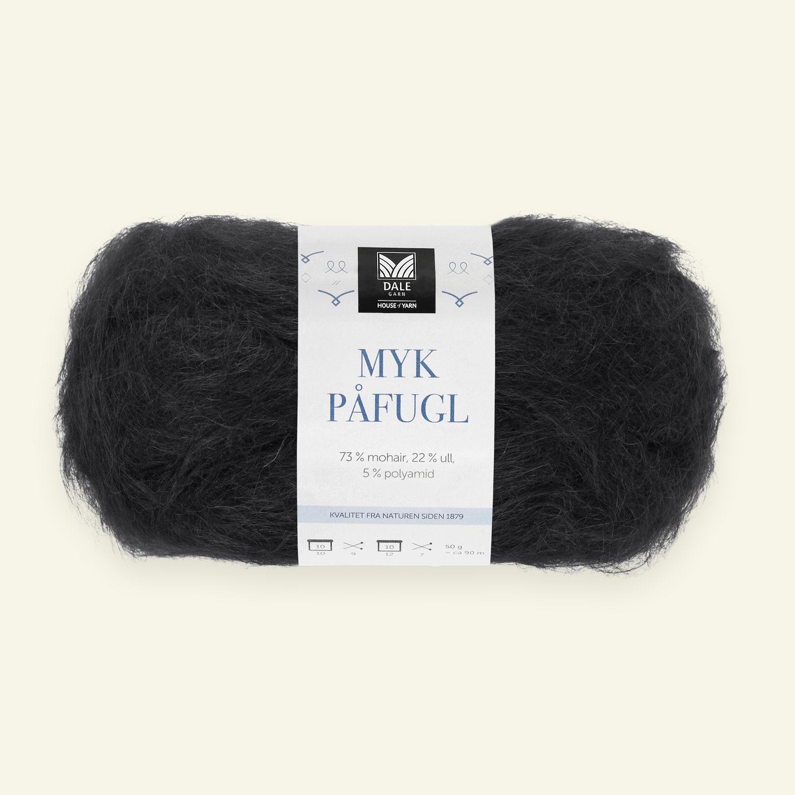 Dale Garn, mohair/wool yarn "Myk Påfugl", black (0090) 90000269_pack