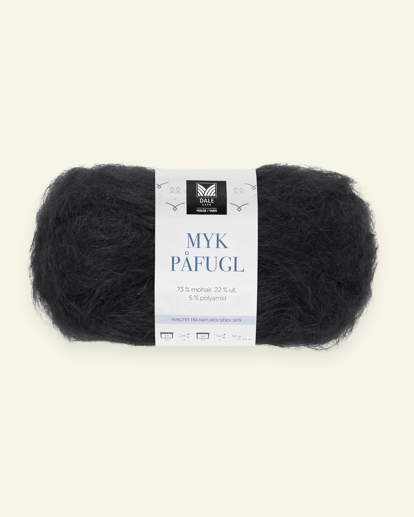 Dale Garn, mohair/wool yarn "Myk Påfugl", black (0090) 90000269_pack