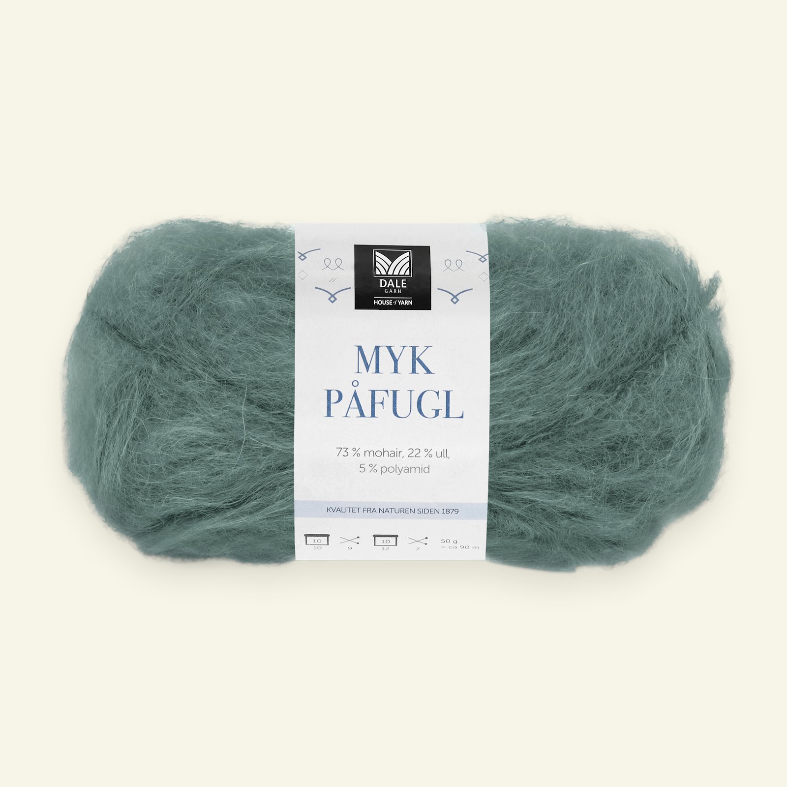 Dale Garn, mohair/wool yarn "Myk Påfugl", dk jade green (7941) 90000257_pack