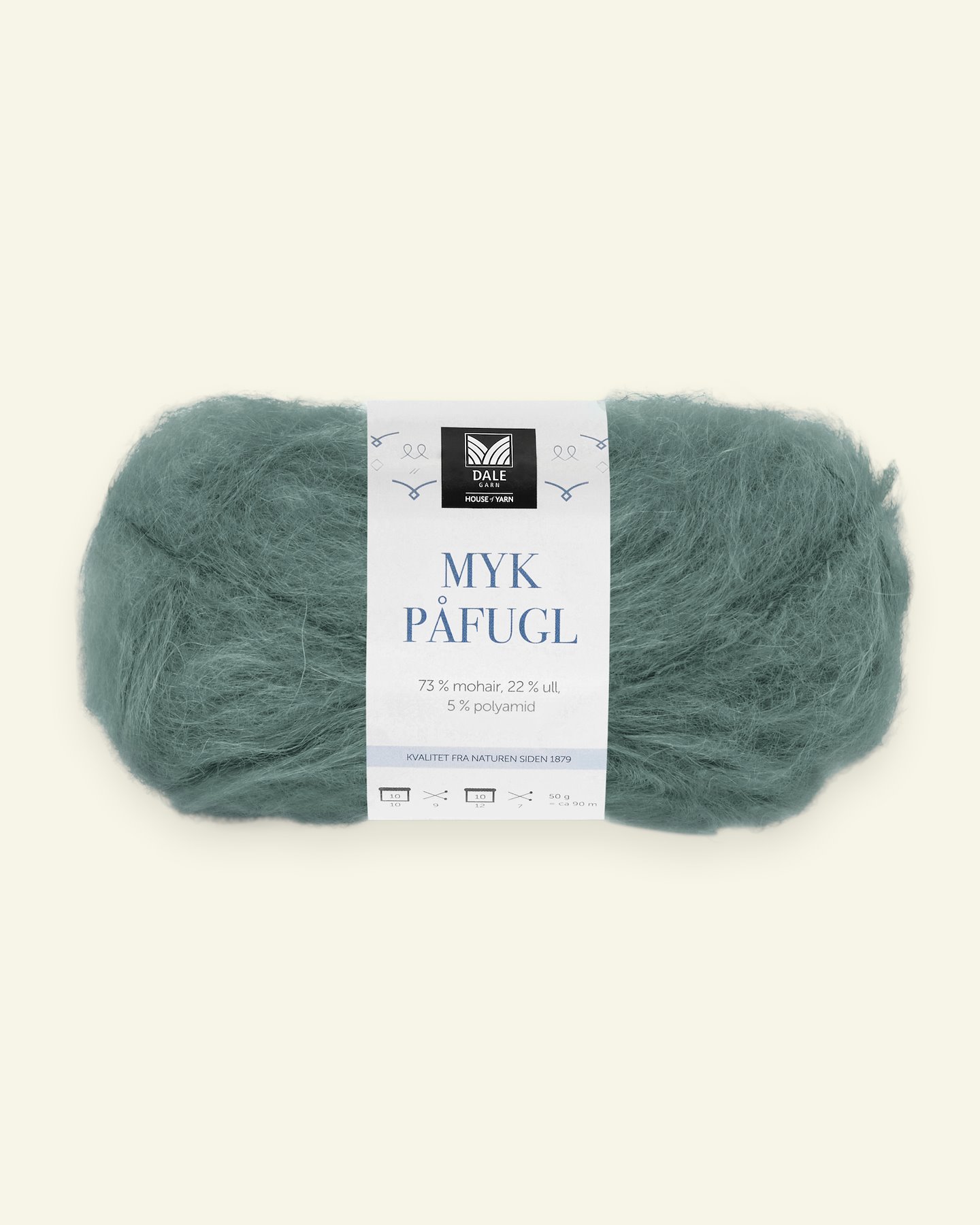 Dale Garn, mohair/wool yarn "Myk Påfugl", dk jade green (7941) 90000257_pack
