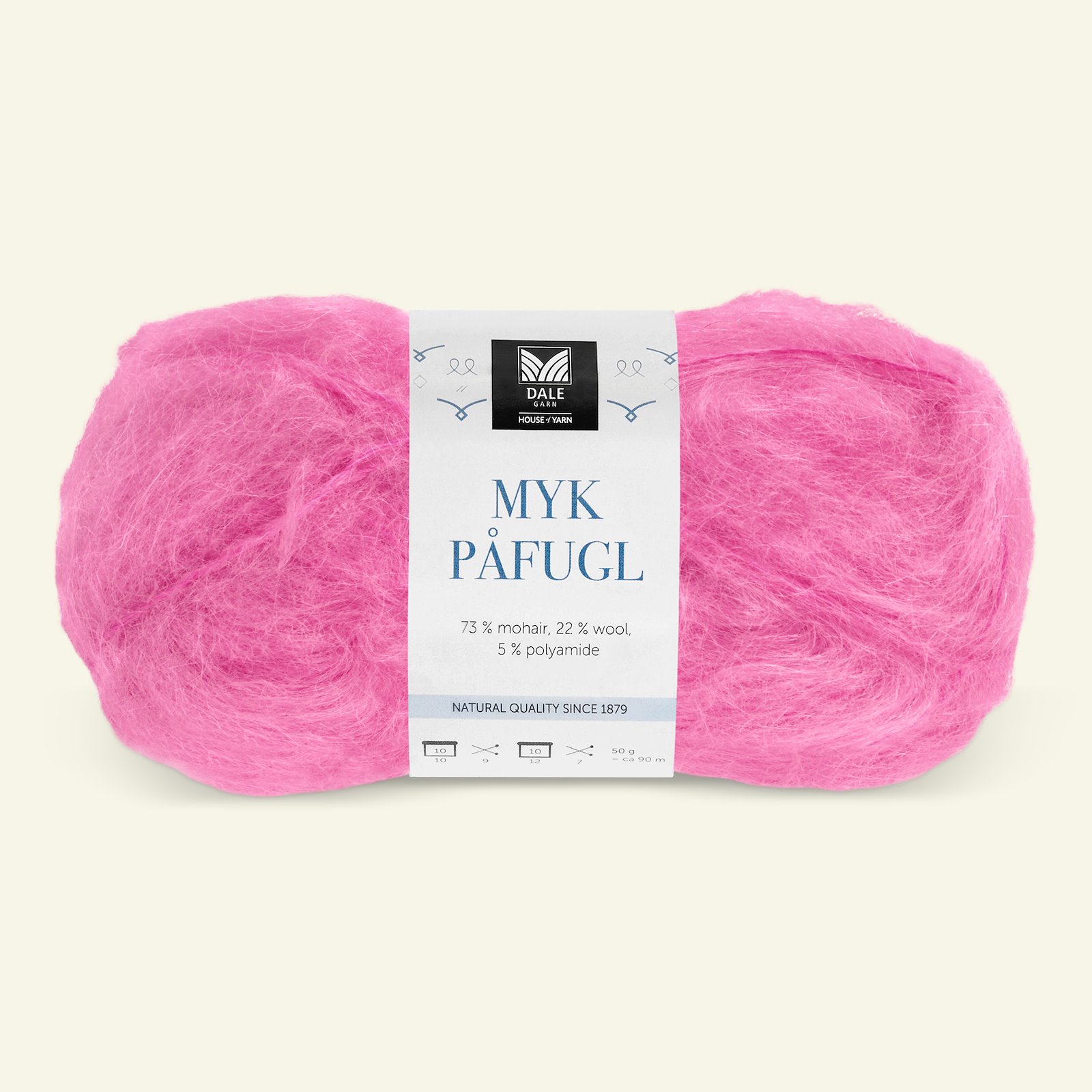 Dale Garn, mohair/wool yarn "Myk Påfugl", fuchsia (7952) 90001225_pack